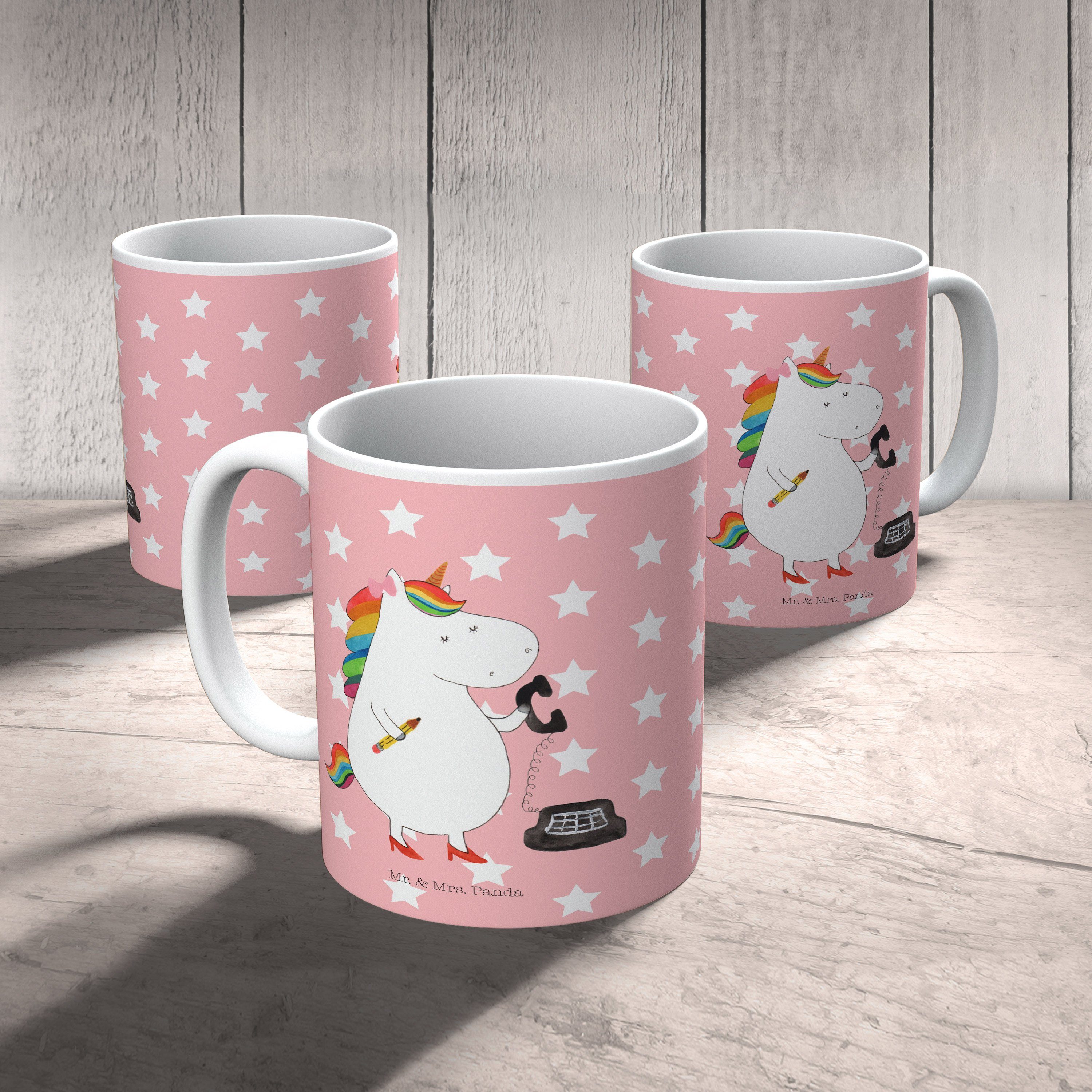 Mr. & Panda Keramik Geschenk, Tasse Pegasus, Pastell - Sekretärin - Tass, Rot Teebecher, Mrs. Einhorn