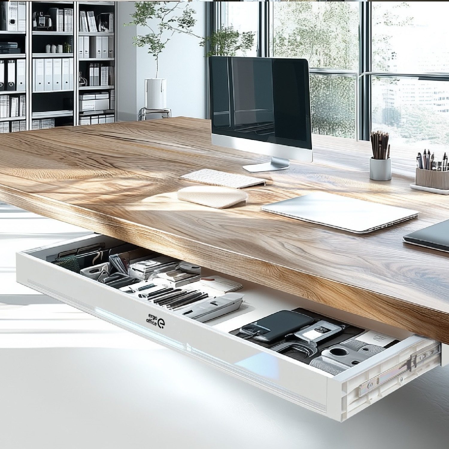 Ergo Office Schublade ER-302 Flache Schubladenunterbau 75,8 cm (1 St), Schublade mit Führungen max. Belastung 10 kg