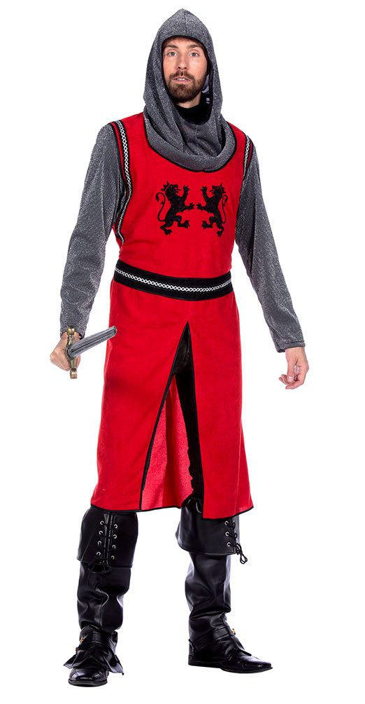 Karneval-Klamotten Ritter-Kostüm Herren Kreuzritter Mittelalter Herrenkostüm, Tempelritter Mittelalterliches Männerkostüm Erwachsene Gruppenkostüm