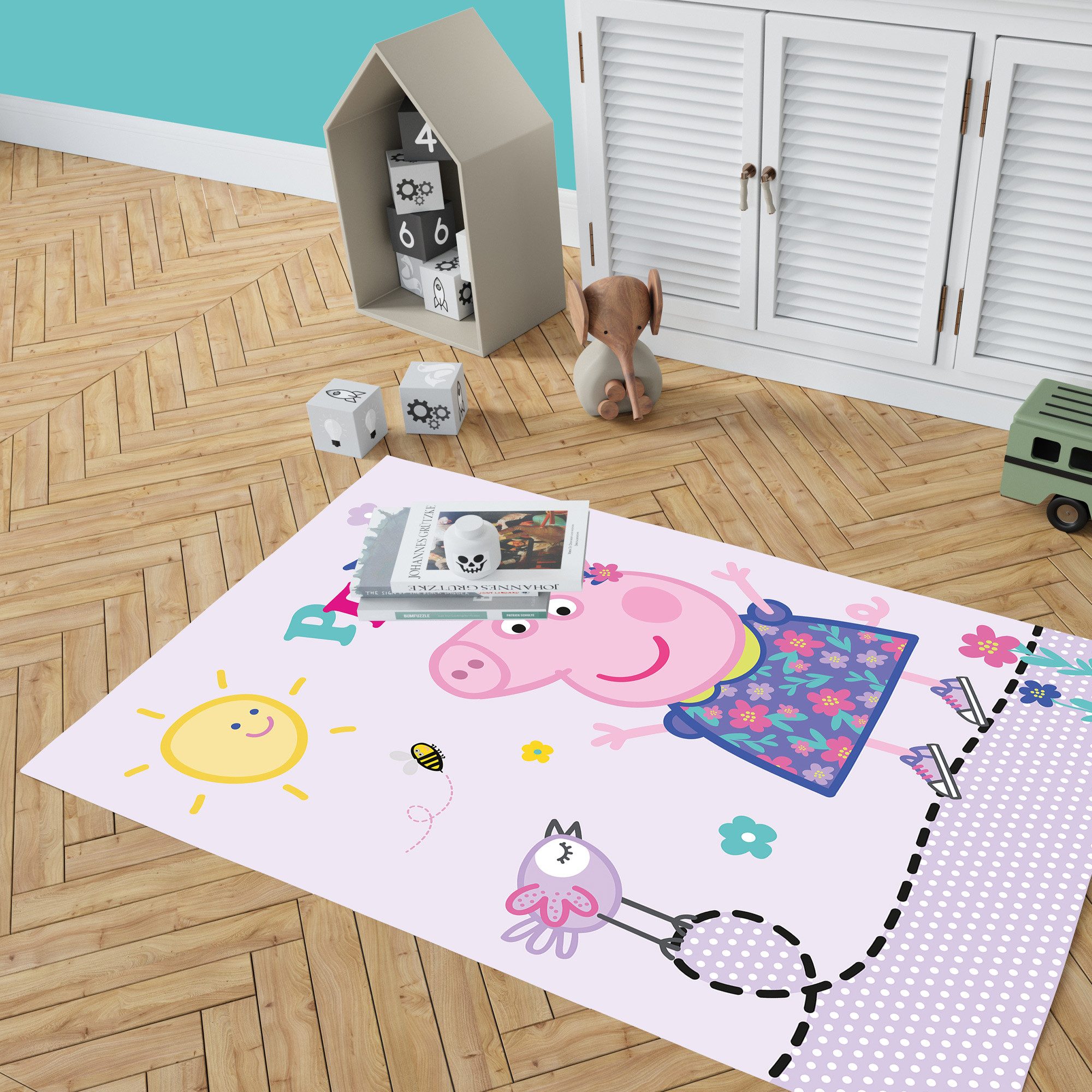 BERONAGE Kinderteppich Peppa Wutz Pig Happy Spiel-Teppich 100x133 cm, rechteckig, Höhe: 10 mm, rutschfest – Bild 3 von 5
