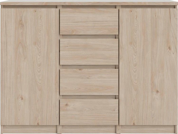 Home affaire Kommode Naia, Sideboard, 4 Schubladen, 2 Türen, Aufbewahrung, grifflose Front, Mit Einlegeböden, modern, skandinavisches Design, in mehrere Farben
