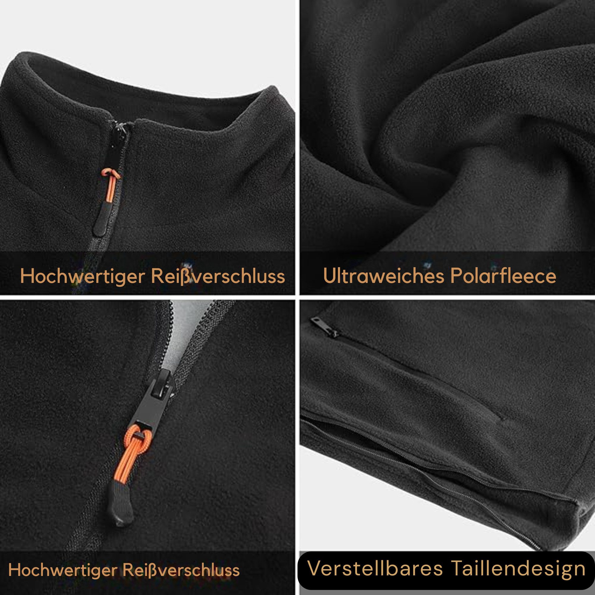 Vivitar Funktionsweste Unisex-Heizweste aus Polar Fleece mit 4 Heizzonen OHNE Powerbank (für Outdoor, Arbeit, Wandern, Skifahren und Winter, ärmellos mit Stehkragen, warme Thermoweste für Damen und Herren) USB-Heizweste mit 3 Heizstufen 45–65 °C, Carbonfaser-Heizung