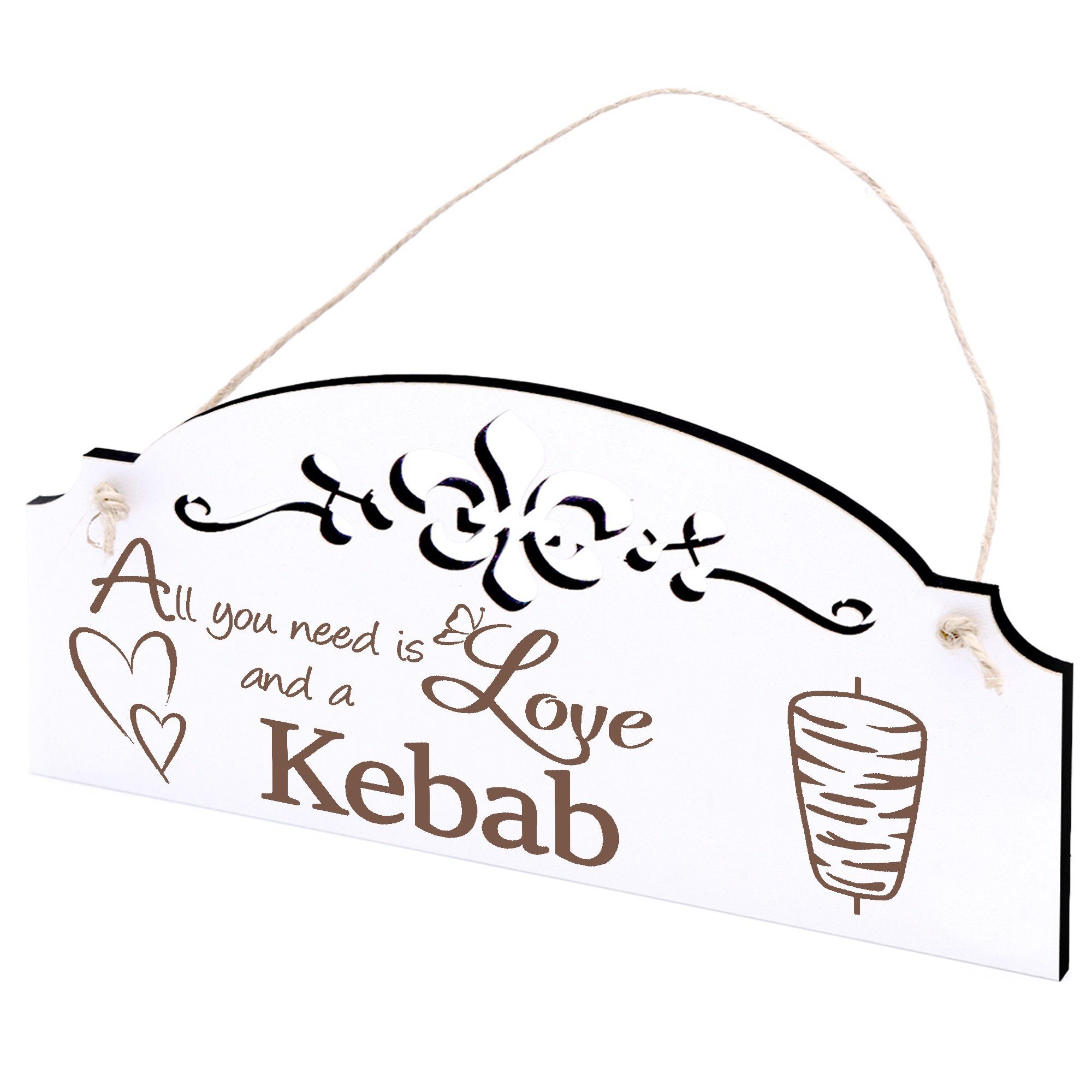 Dekolando Hängedekoration Döner Kebab Deko 20x10cm All you need is Love