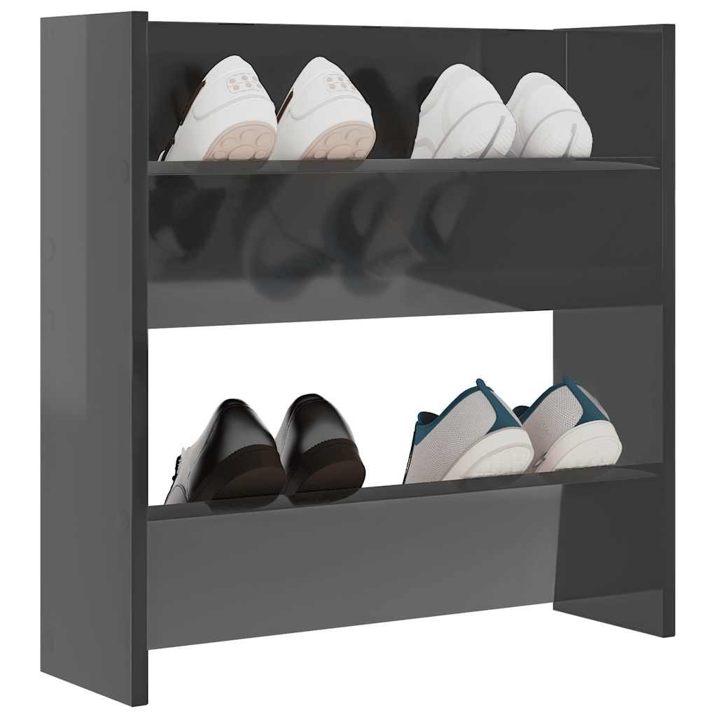 furnicato Schuhschrank Moderner Wand-60 x 18 x 60 cm Hochglanz-Grau (1-St) Schuh-Organizer mit zwei Kippböden für den Eingangsbereich