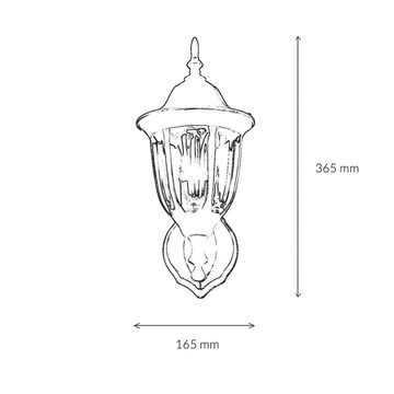 Licht-Erlebnisse Außen-Wandleuchte MILANO, ohne Leuchtmittel, Wandlampe außen in Gold antik Aluminium Balkon Terrasse