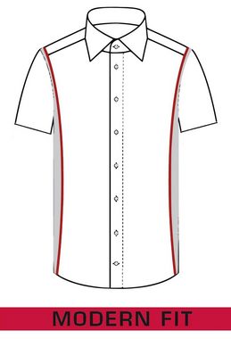 MARVELIS Kurzarmhemd Kurzarmhemd - Modern Fit - Kurzarm - Einfarbig - Rot feines Muster
