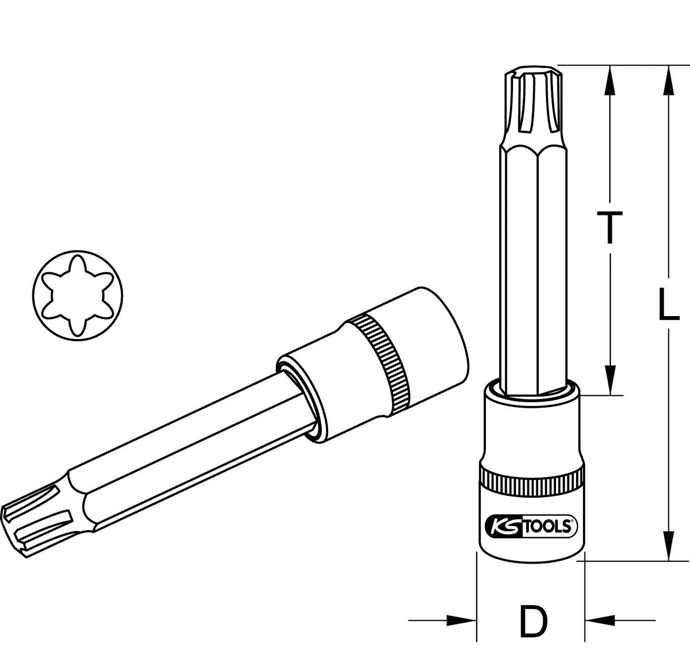 Thumbnail - Bit-Set 1/2" Bit-Stecknuss für RIBE-Schrauben, M7, 240mm