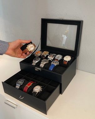 shelfmade Uhrenbox Uhren Aufbewahrungskiste Uhrenbox Uhrenkoffer Uhrenkasten für 20 Uhren
