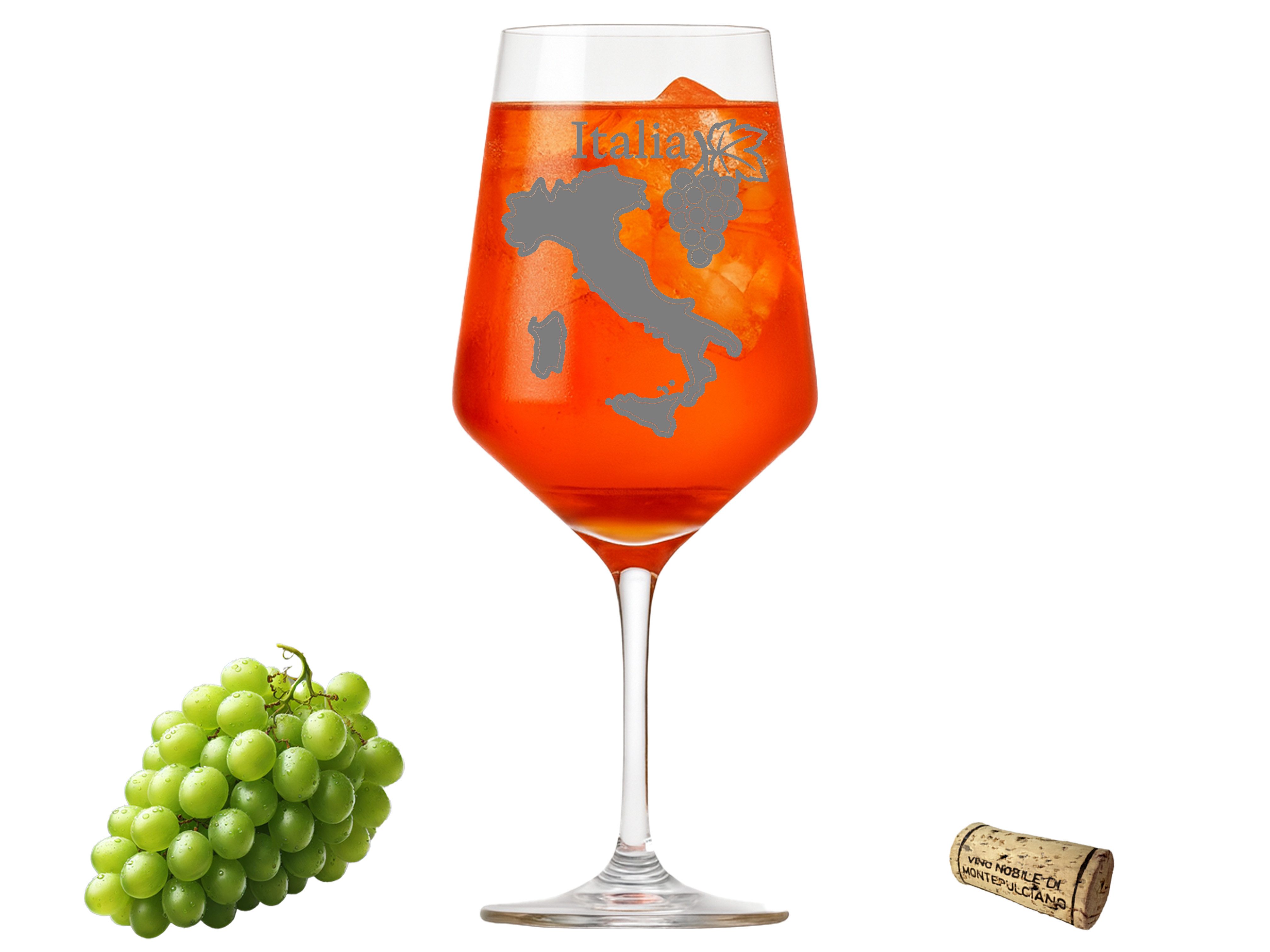 eXODA Weinglas Gravur Landkarte Italien - 350ml absolut spülmaschinenfest, 1-tlg., Glas, Atemberaubende Darstellung