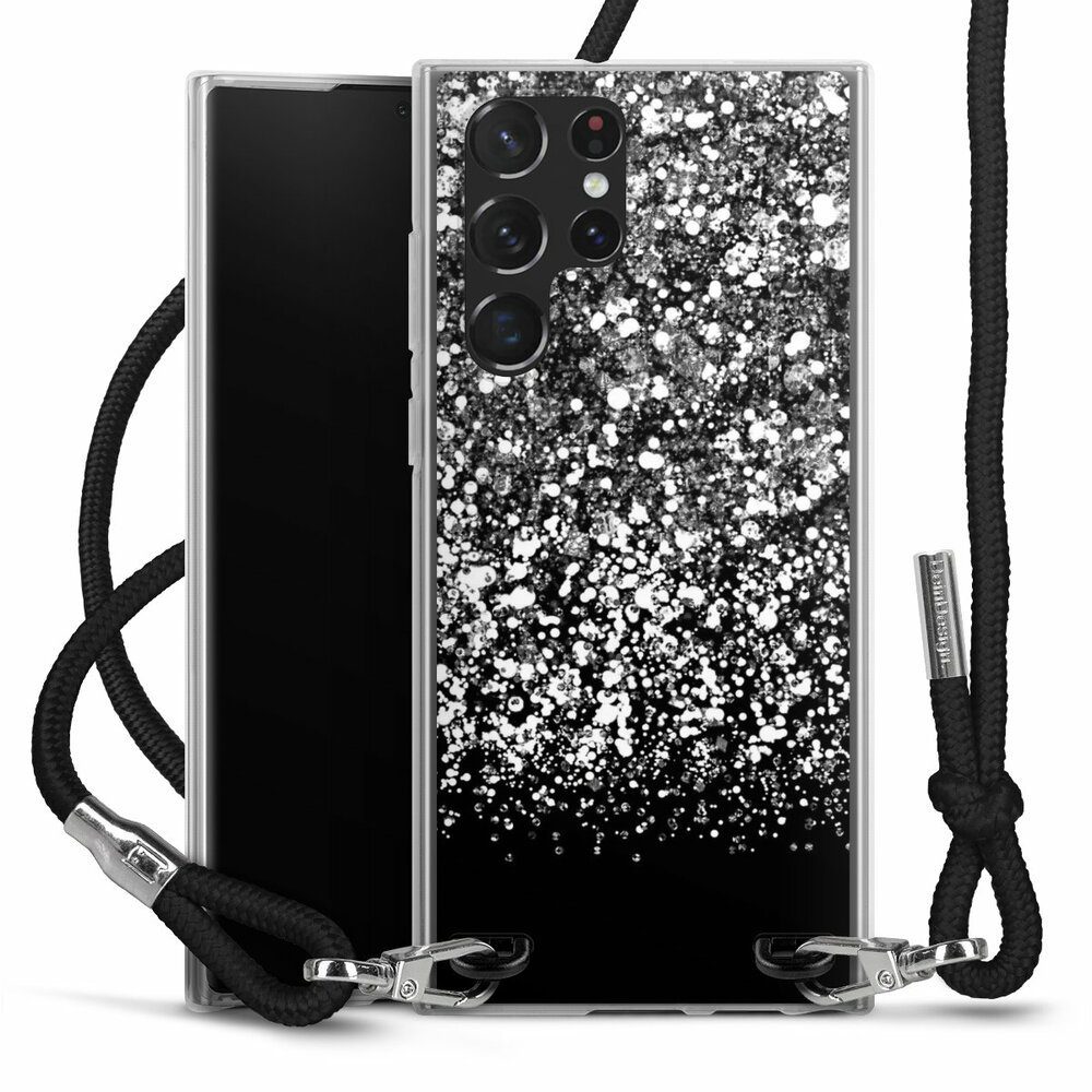 DeinDesign Handyhülle Glitzer Look Schneeflocken Muster Snow Fall Glitter Look, Samsung Galaxy S22 Ultra Handykette Hülle mit Band Case zum Umhängen