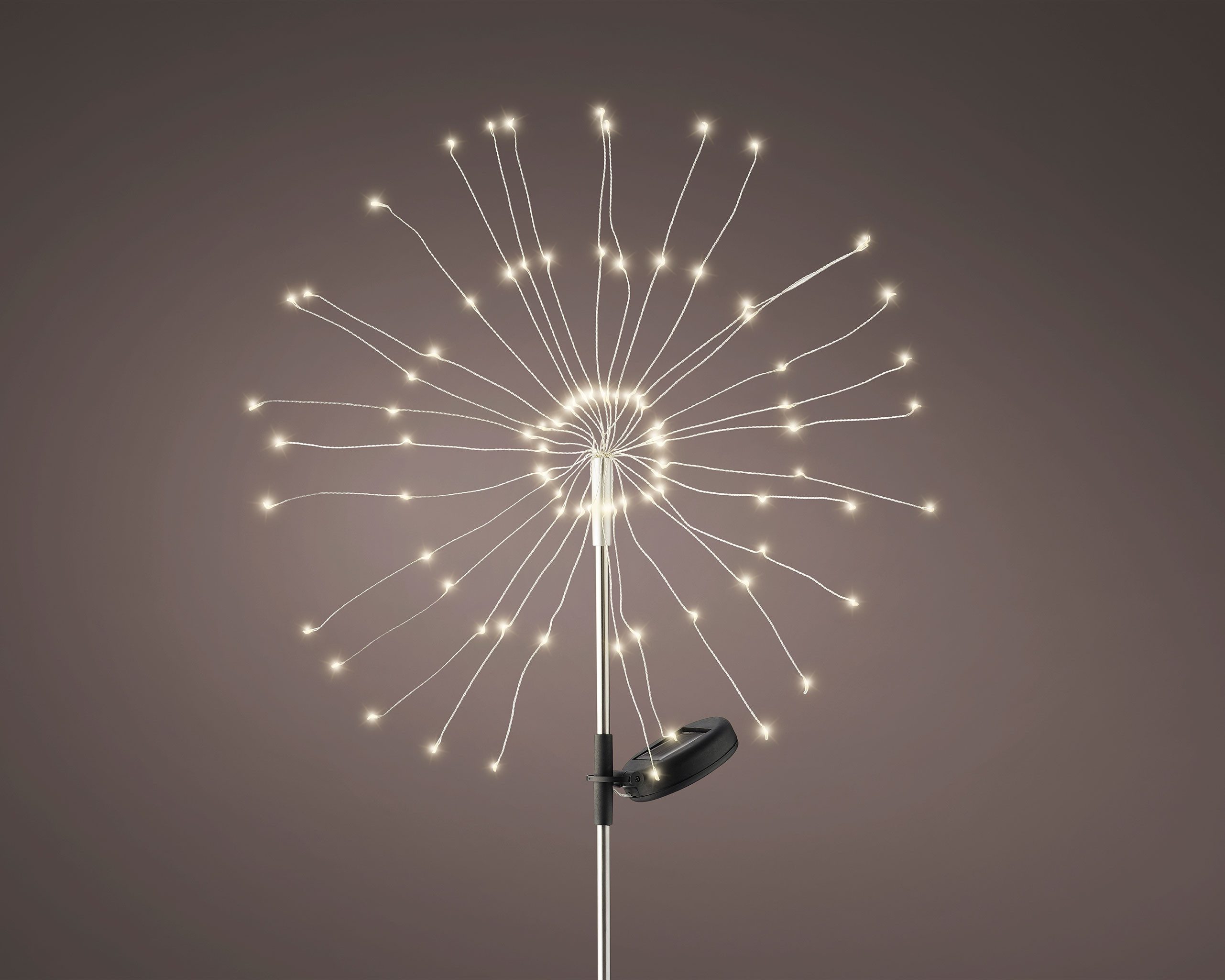 Lumineo LED Solarleuchte, Dauerlicht, warmweiß, Solar Stabbeleuchtung mit 90 LEDs Outdoor 90cm Metall Warmweiß