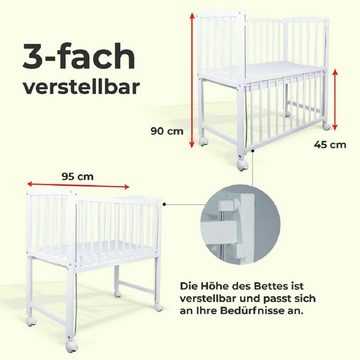 Babyhafen Beistellbett Babybett Zustellbett 90x40 cm Komplettbett SET Druck Varianten