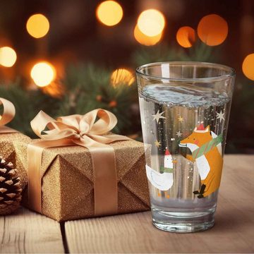 GRAVURZEILE Glas Wasserglas mit UV-Druck - Winterfuchs und Gans Motiv - zu Weihnachten, Glas