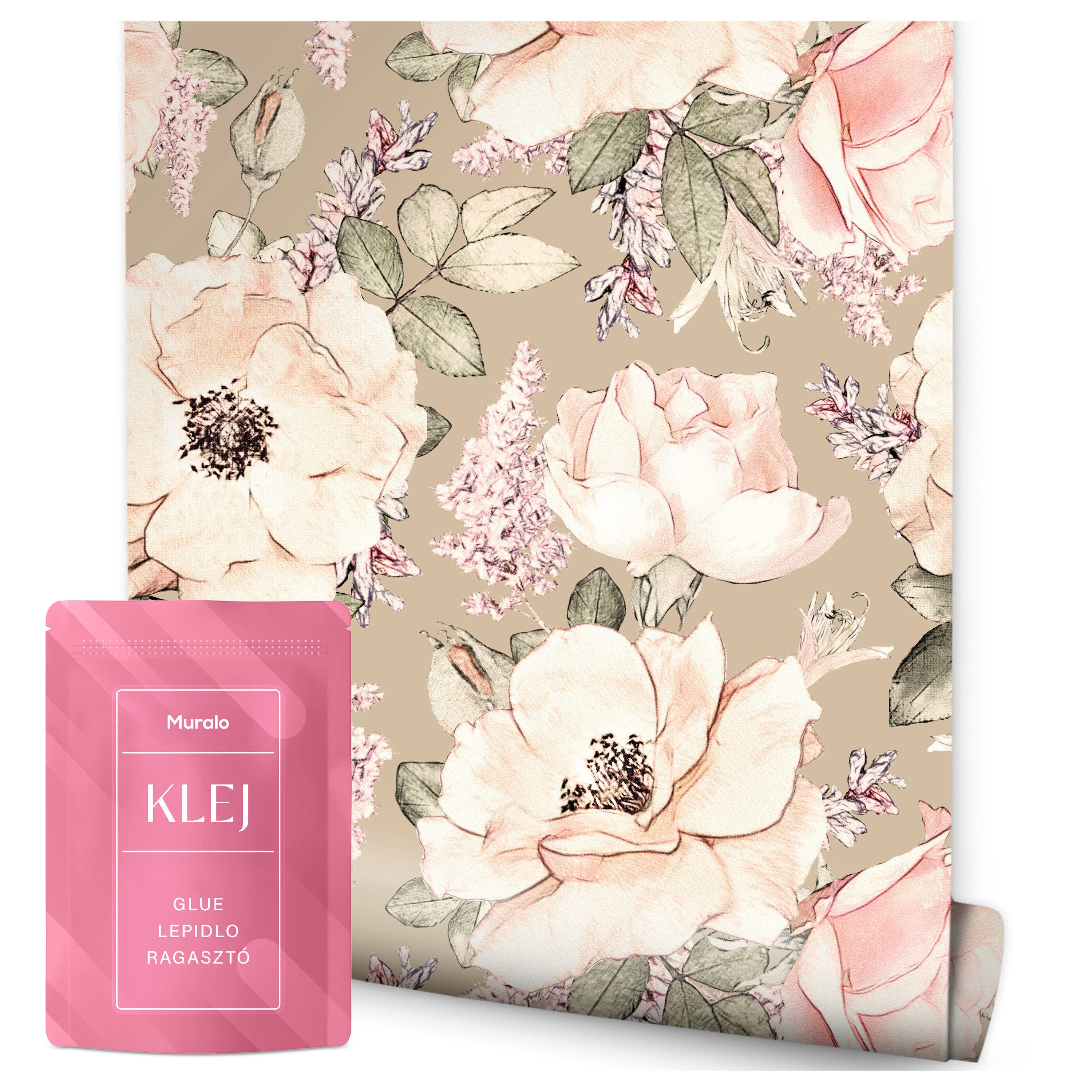 Muralo Vliestapete Wandtapete Blumen – Fototapete Vlies 0,50 x 10 m Wohnzimmer, floral, Vintage Roses, Rolle 0,50 x 10 m, Vlies 130 g/m²