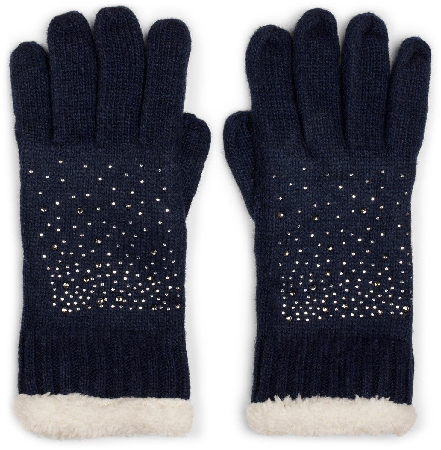 styleBREAKER Strickhandschuhe Strickhandschuhe mit Strass und Fleece (1-St)