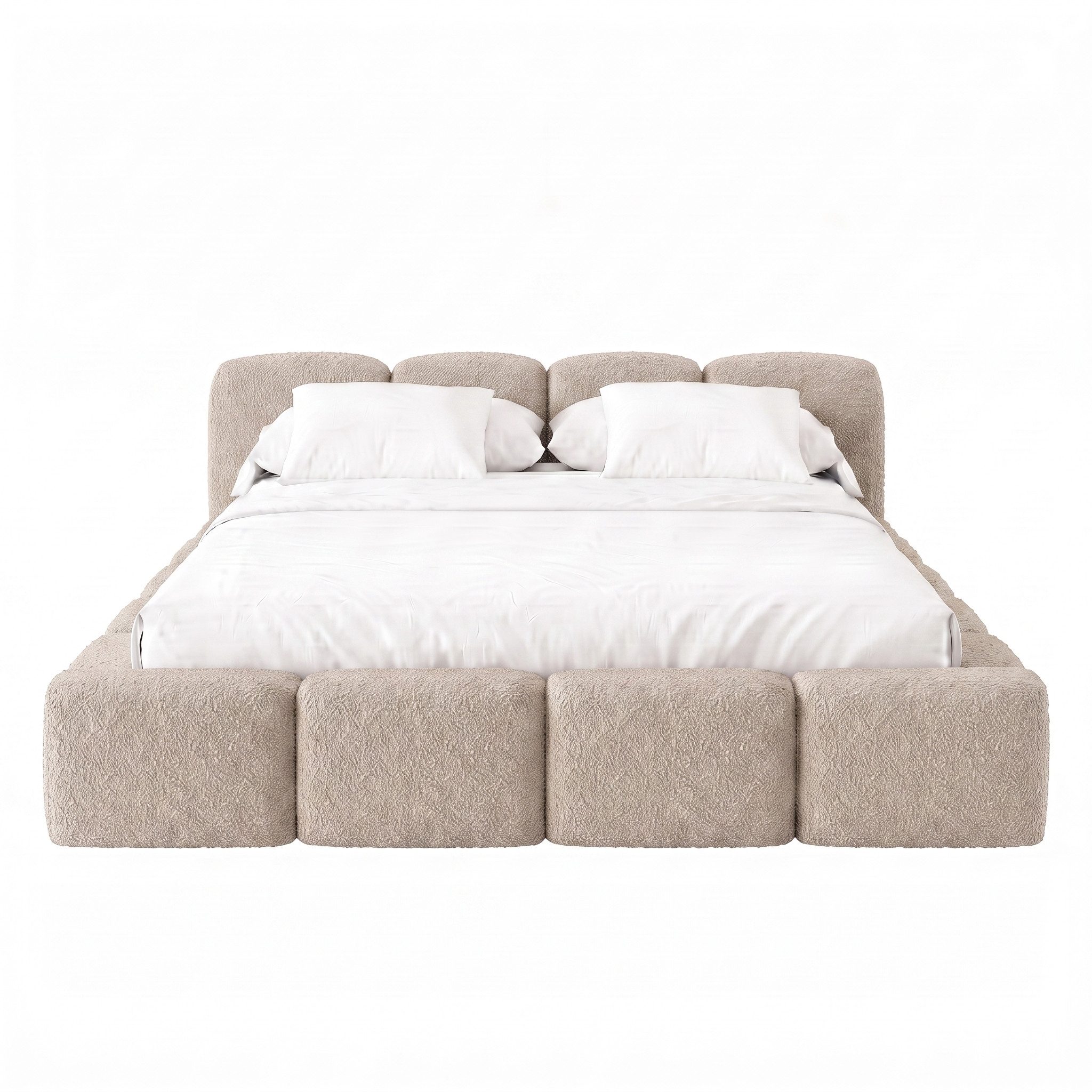 Muffo Polsterbett SUENO Metalllattenrost, Bettkasten, Bouclé-Stoff (Ein Doppelbett 140x200 / 160x200 / 180x200 / 200x200 cm), mit Kopfteil Frei Verwendungsstell – Bild 5 von 5