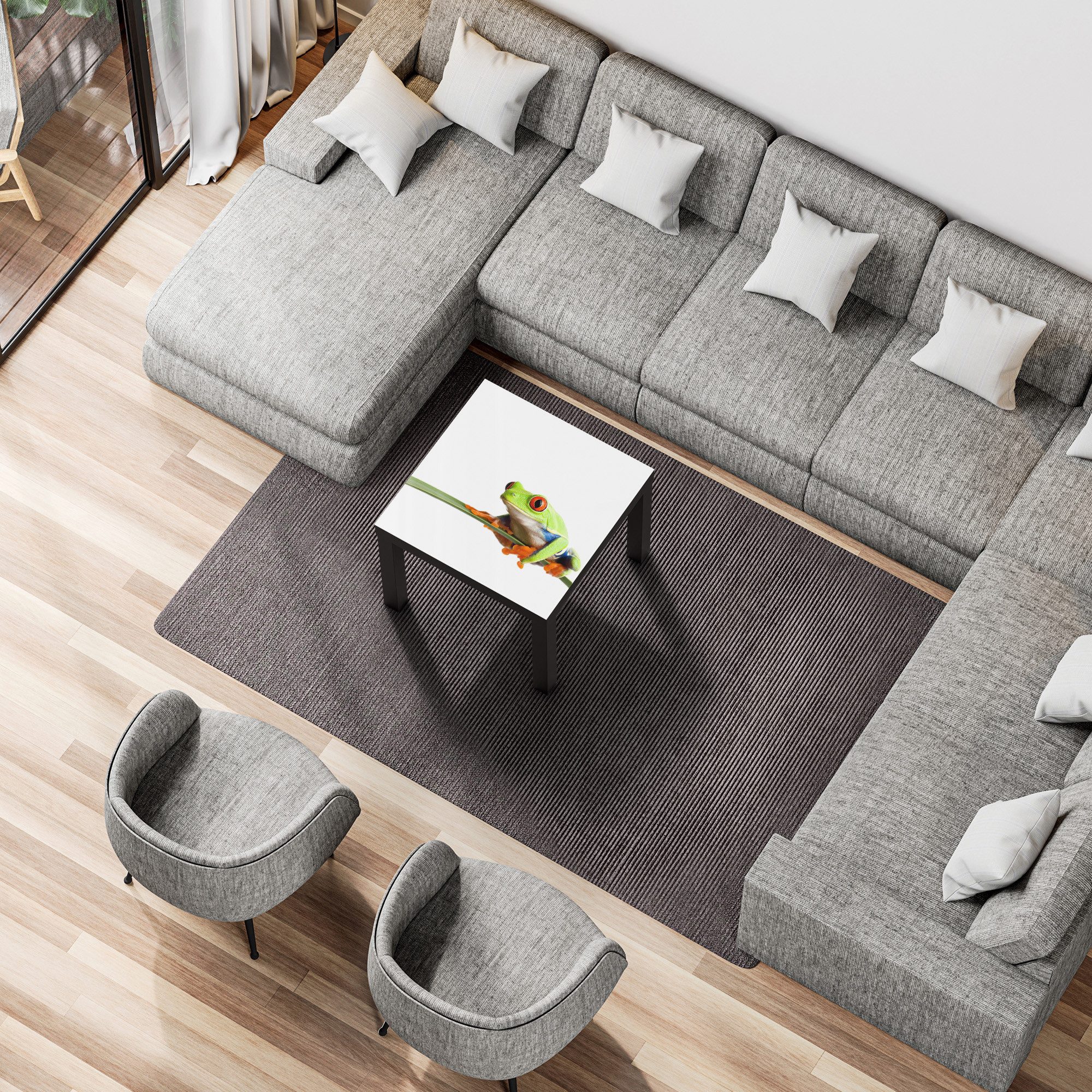 DEQORI Couchtisch 'Neugieriger Frosch', Glas Beistelltisch Glastisch modern