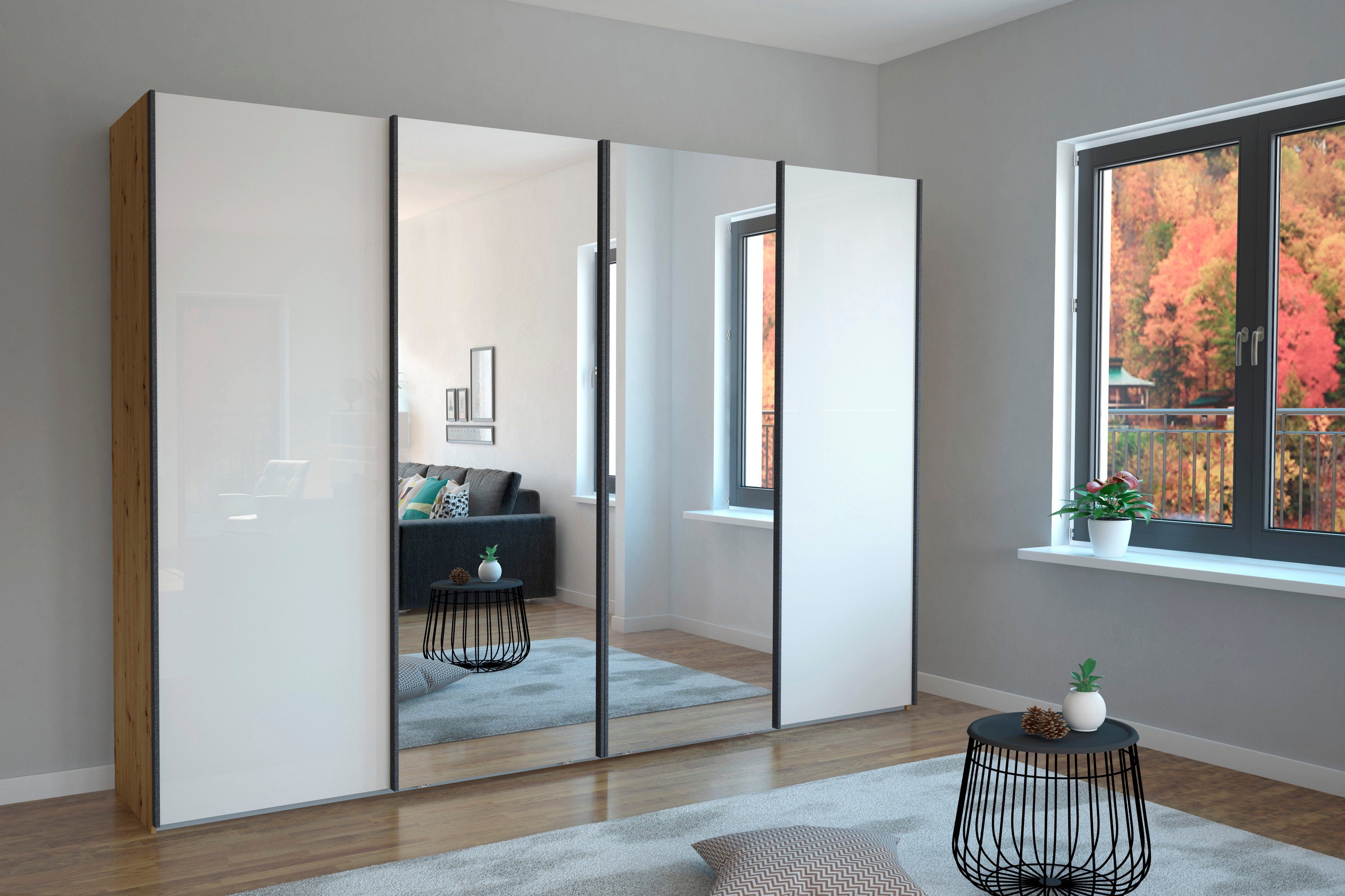 WIEMANN Schwebetürenschrank Monaco hochwertige Glas- und Spiegelfront