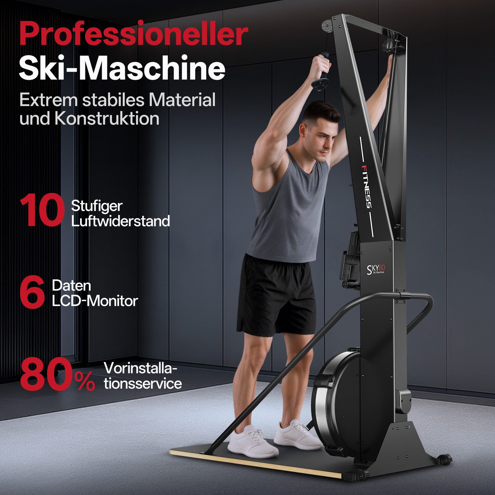 PASYOU Skitrainer Skimaschine mit LCD Display, Krafttrainingsgerät