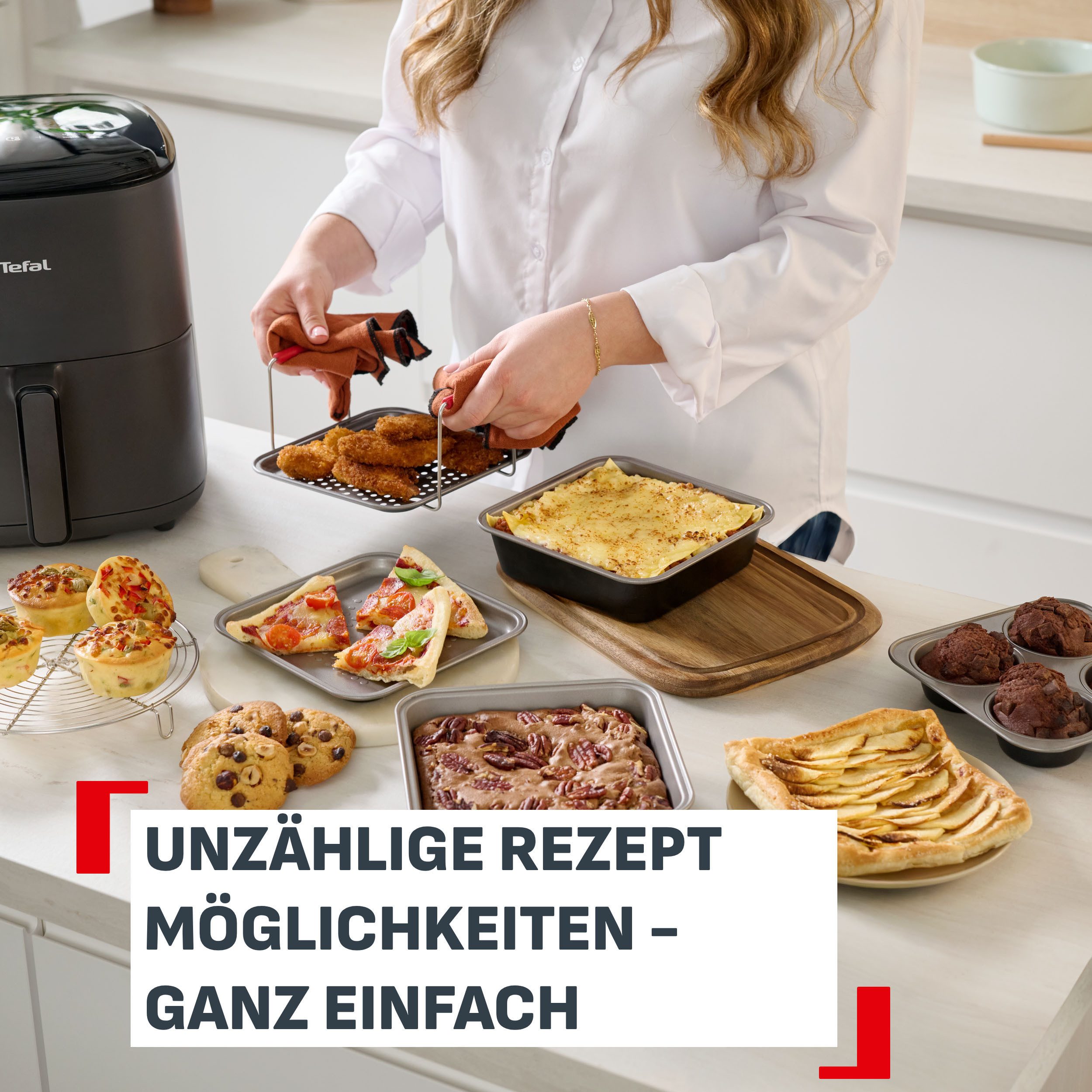 Tefal Backform Dail'Easy, Backeinsatz für die Heißluftfritteuse, (Set 3-tlg), stapelbar, antihaftbeschichtet