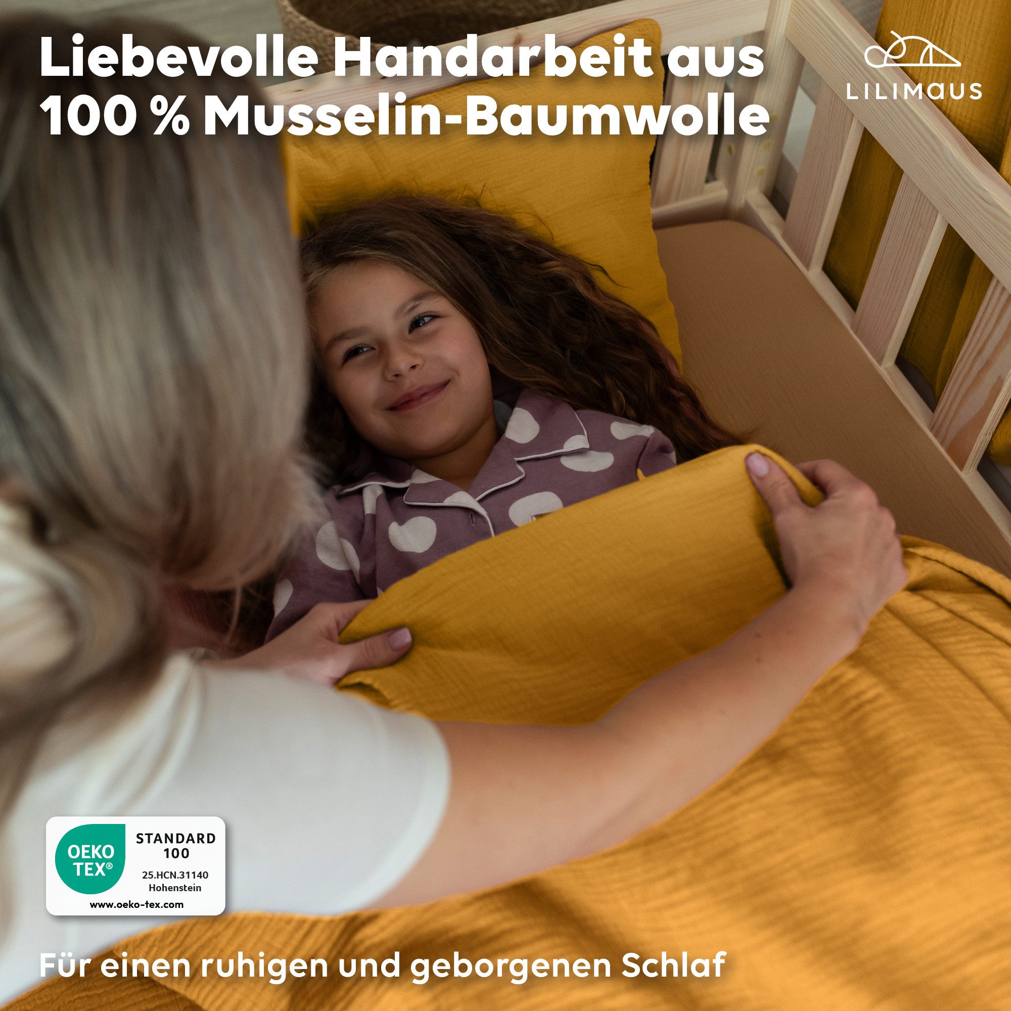 lilimaus Kinderbettwäsche Musselin Bettbezug-Set 100x135 & 135x200 mit Kissenbezug, 1 teilig, butterweich & temperaturausgleichend - Set mit Kissenbezug