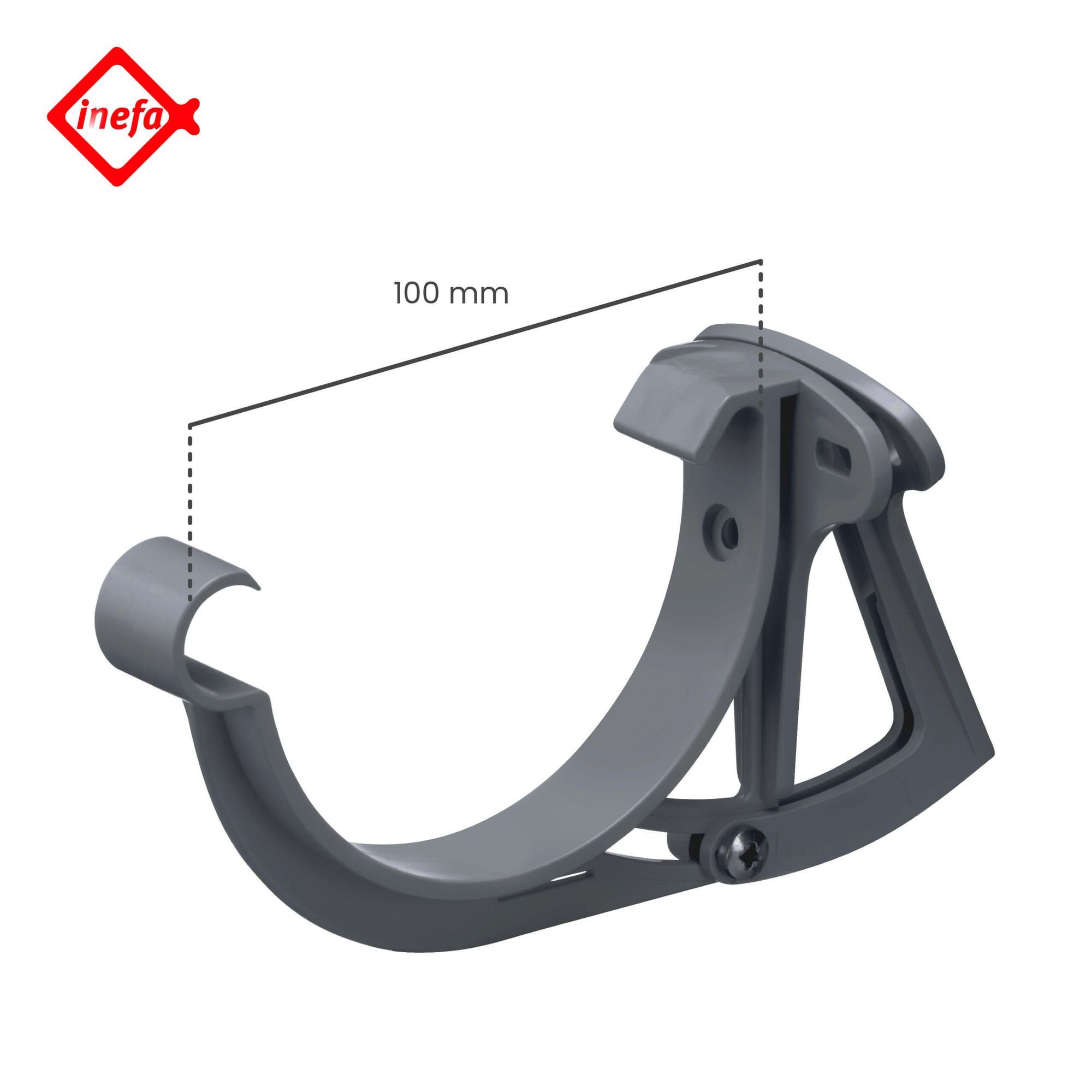 INEFA Dachrinne Stirnbretthalter, justierbar, für Dachrinne halbrund, NW 100 1 Stück, 1-St., Dachrinnenhalter aus PVC-U Kunststoff, Made in Germany