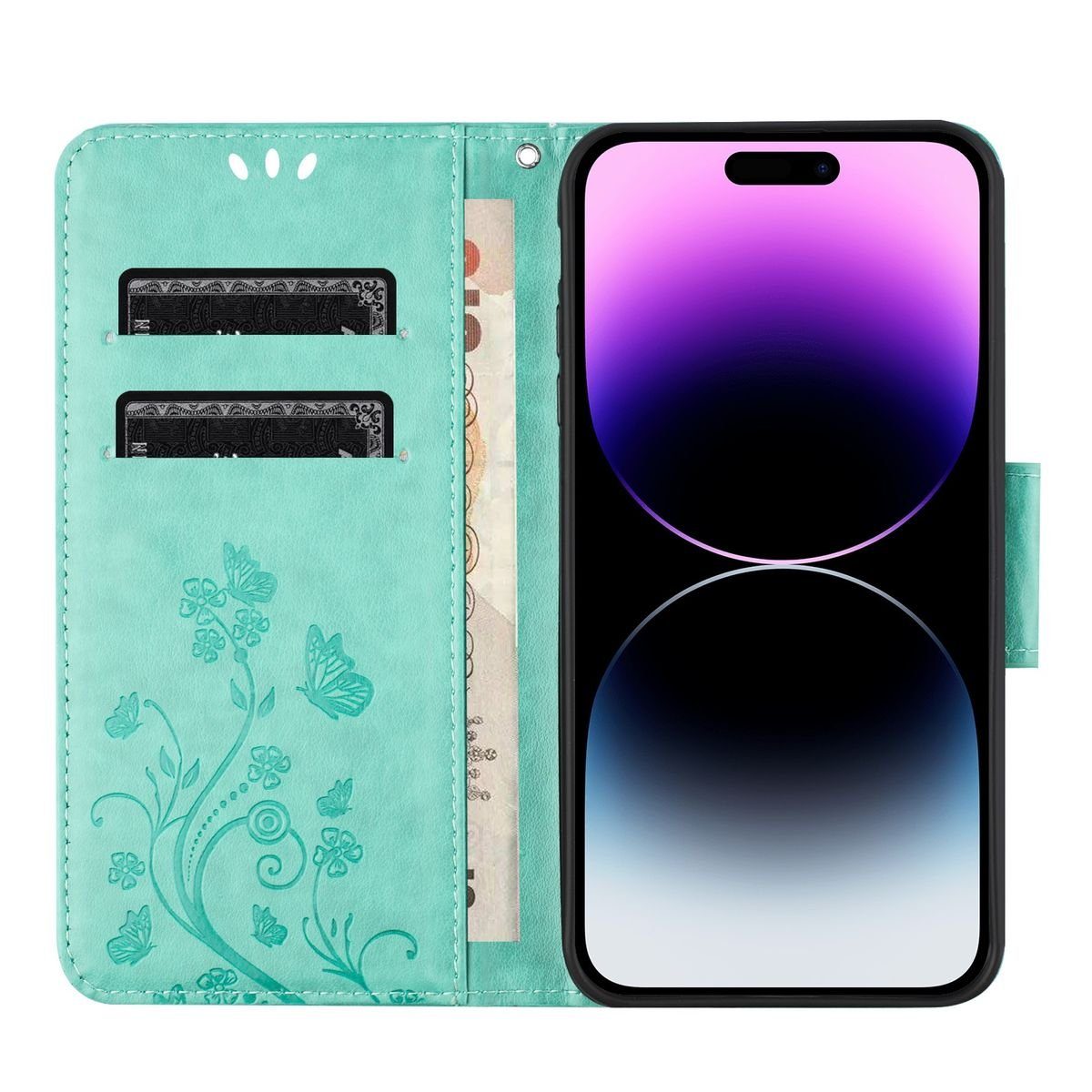König Design Handyhülle Apple iPhone 15, Schutzhülle Schutztasche Case Cover Etuis Wallet Klapptasche Bookstyle