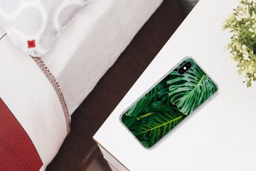 MuchoWow Handyhülle Dunkelgrüne botanische Blätter in einem Garten, Handyhülle Apple iPhone Xs, Smartphone-Bumper, Print, Handy