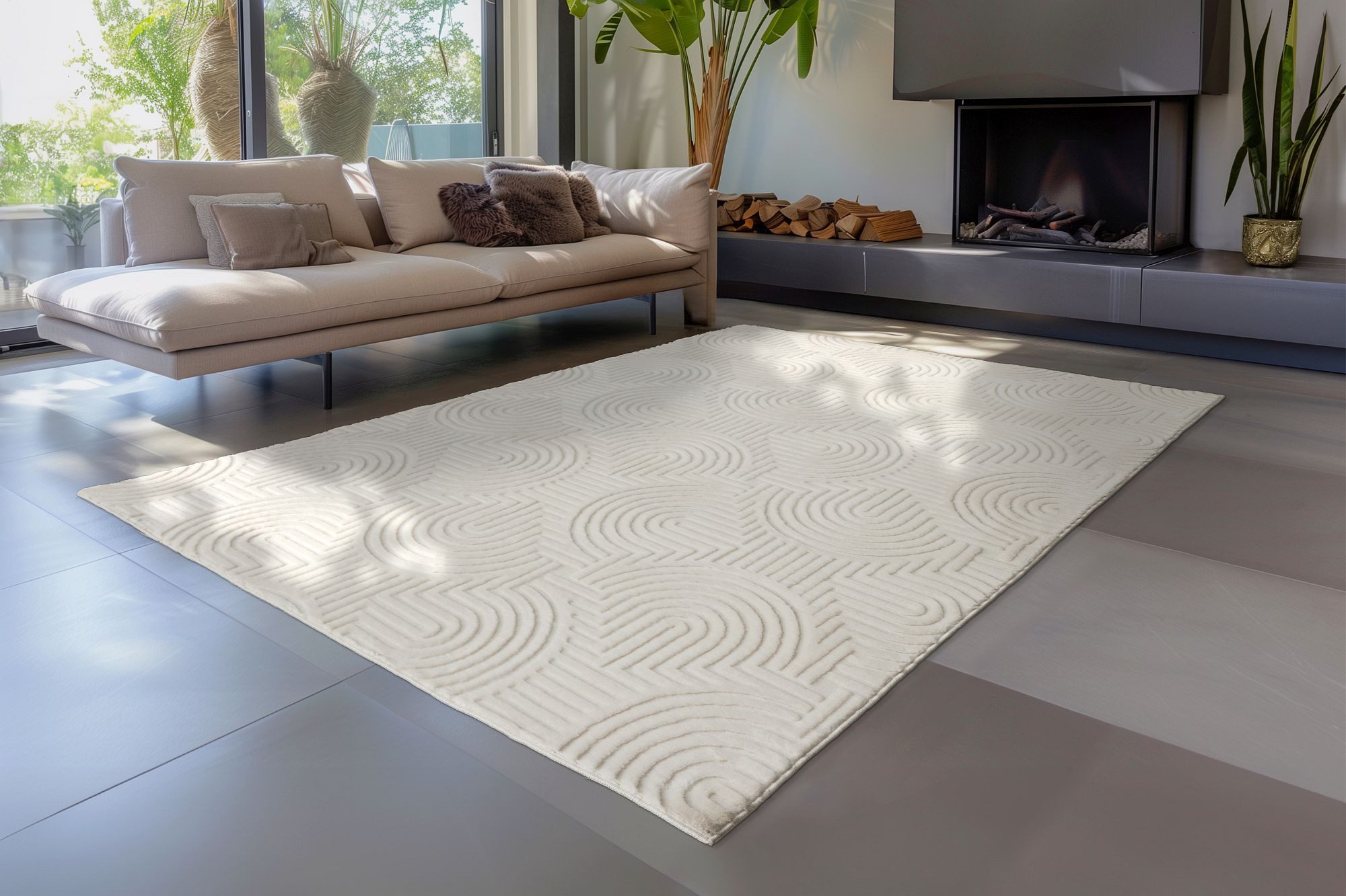 Kayoom Teppich Balance Flow 225, rechteckig, Höhe: 18 mm, Kurzflor, Hoch Tief, modernes Muster, Wohnzimmer