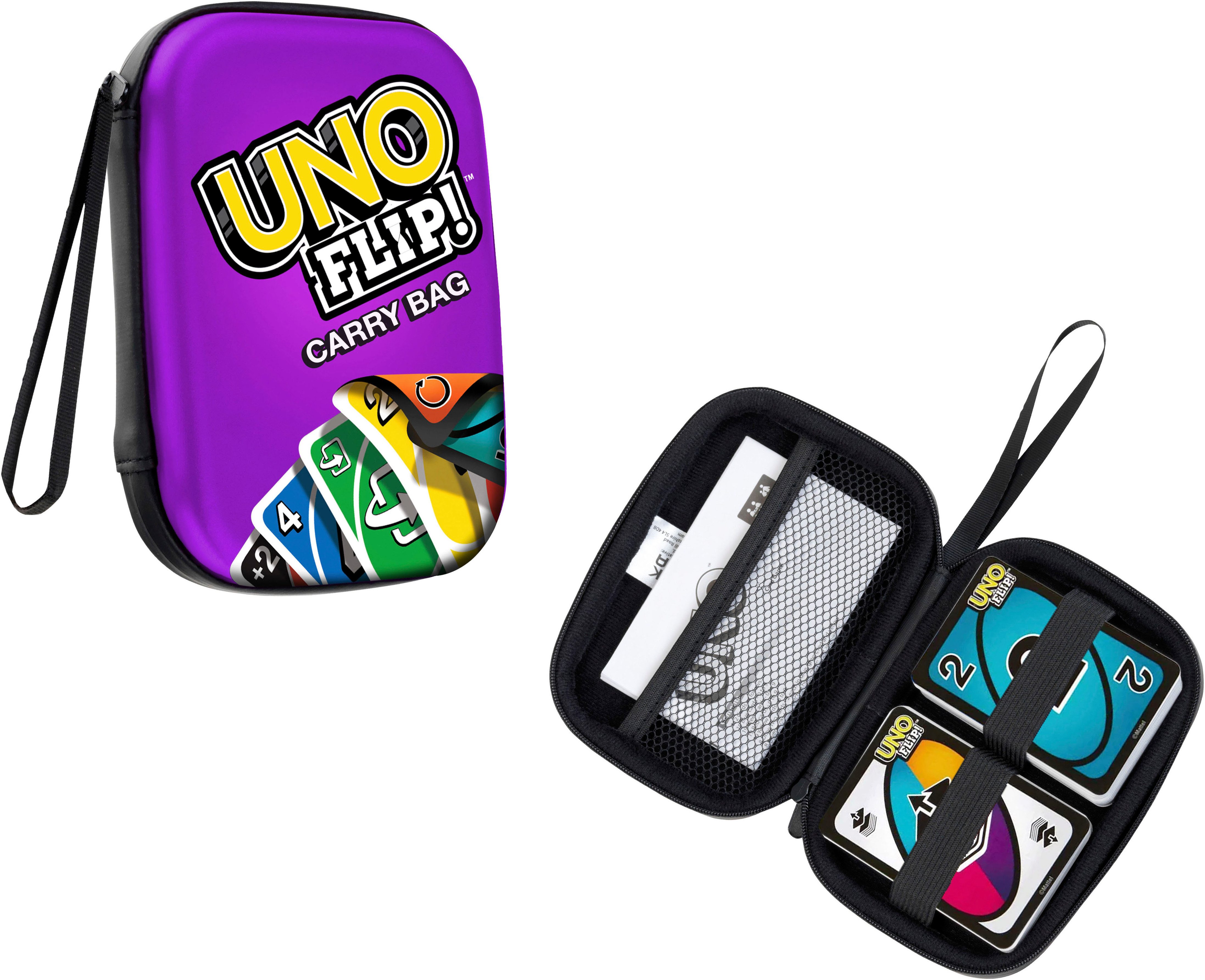 Klein Tragetasche UNO FLIP, lila, Aufbewahrungstasche für Spielkarten und Anleitung