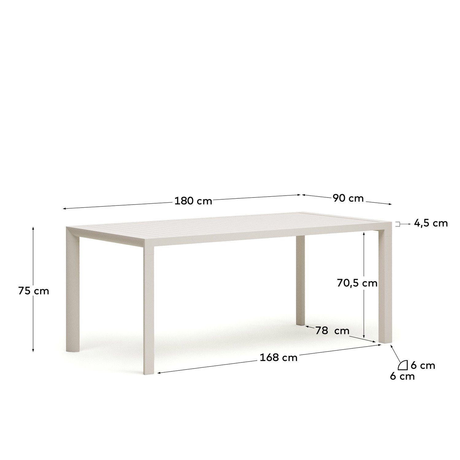 Aluminium Culip Esstisch Outdoor Natur24 90x180x75cm Esstisch Gartentisch Tisch weiß