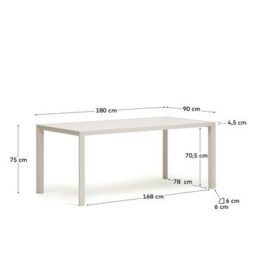 Natur24 Esstisch Gartentisch Culip 90x180x75cm Aluminium weiß Tisch Esstisch Outdoor