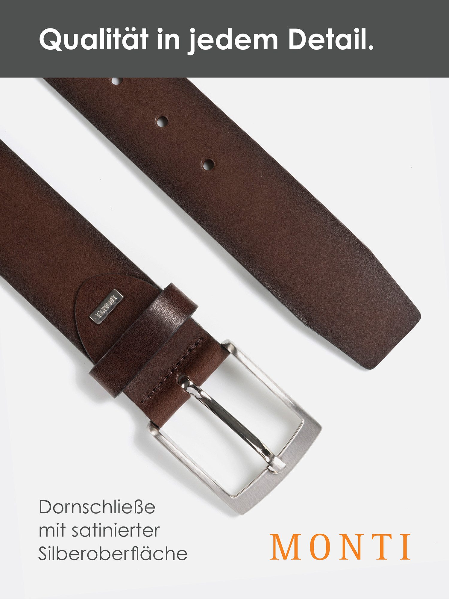 MONTI Ledergürtel TUSTON elegant, langlebig, glänzend