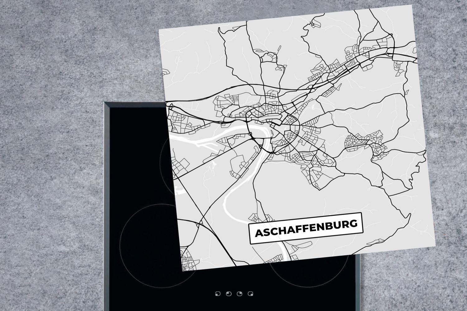 - Ceranfeldabdeckung, Arbeitsplatte (1 tlg), MuchoWow Herdblende-/Abdeckplatte cm, 78x78 - Stadtplan für Deutschland - - Vinyl, Karte Afschaffenburg küche Karte,