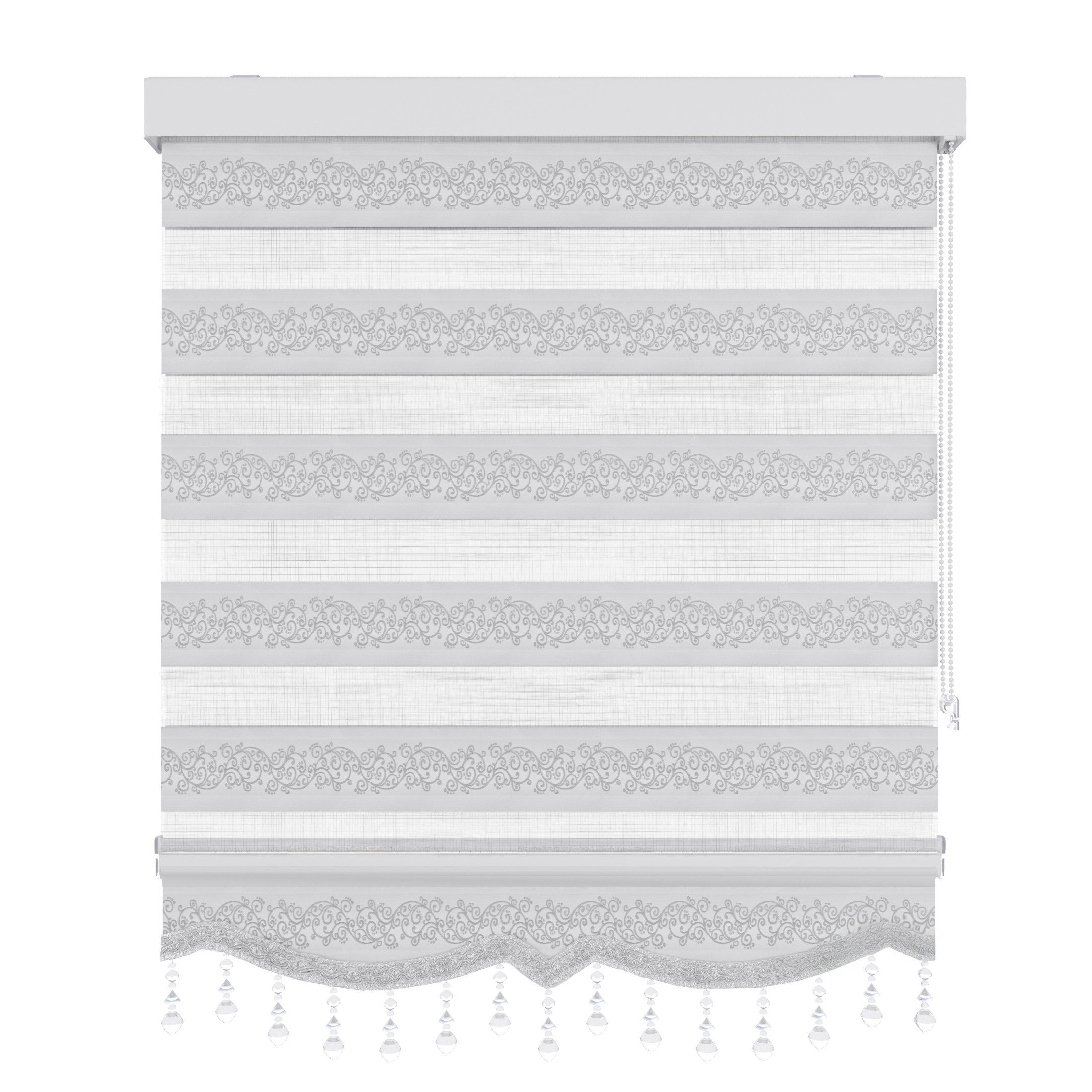 Doppelrollo Duorollo Doppelrollo mit Kassette Rankenmuster und Perlen Höhe: günstig online kaufen