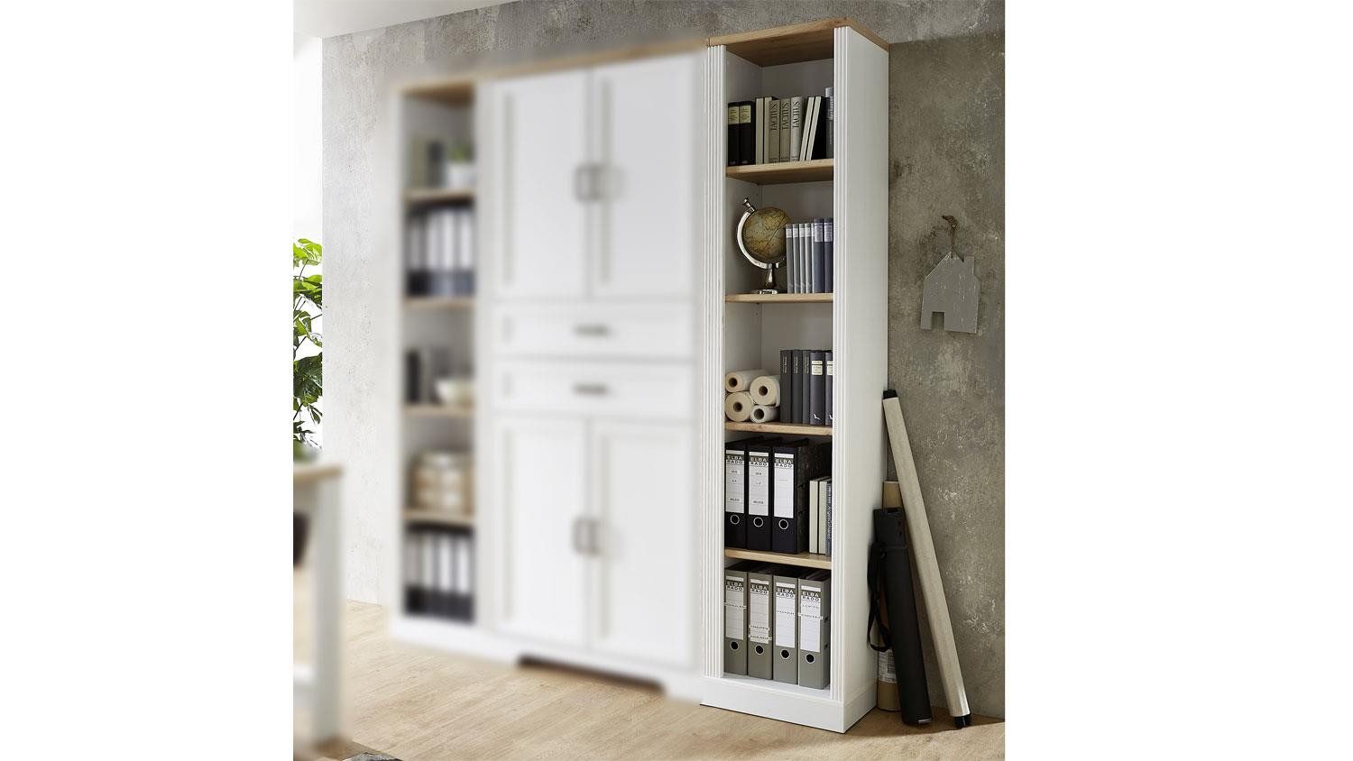 Innostyle Regal Büroregal Regal Jasmin Pinie hell weiß Artisan Eiche ca. 43x204