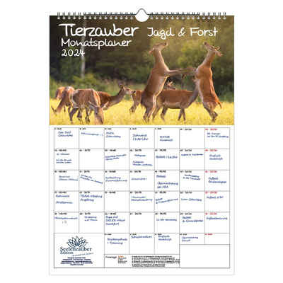 Seelenzauber Wandkalender Tierzauber Jagd & Forst Planer DIN A3 Kalender für 2024 - Seelenzauber