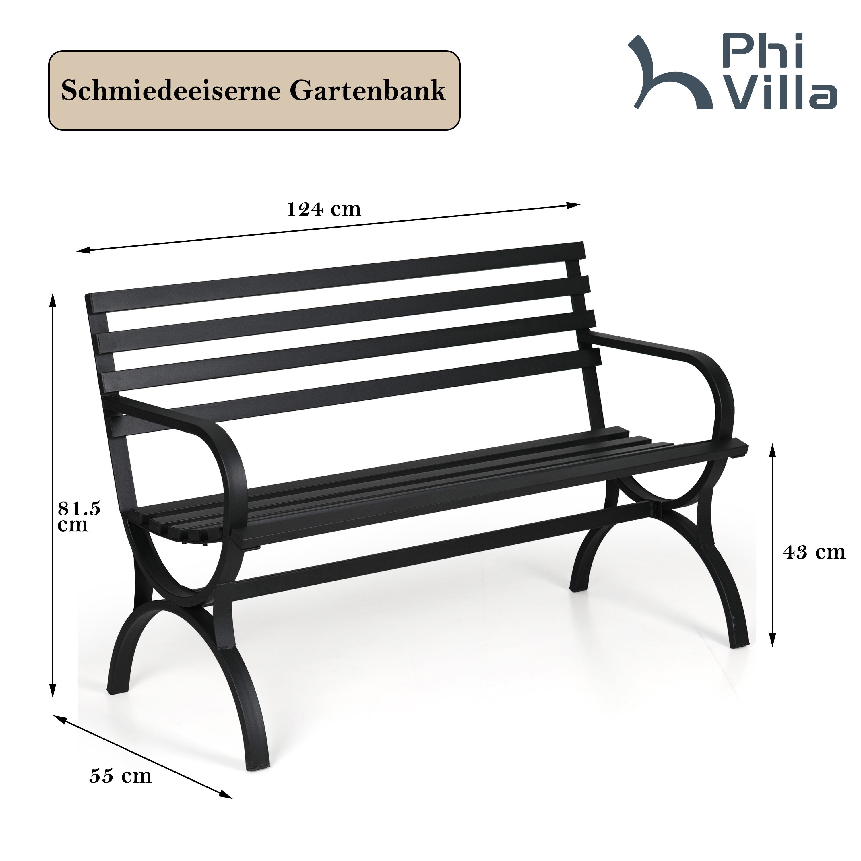 PHI VILLA Gartenbank (Metall Wetterfest, Outdoor günstig online kaufen