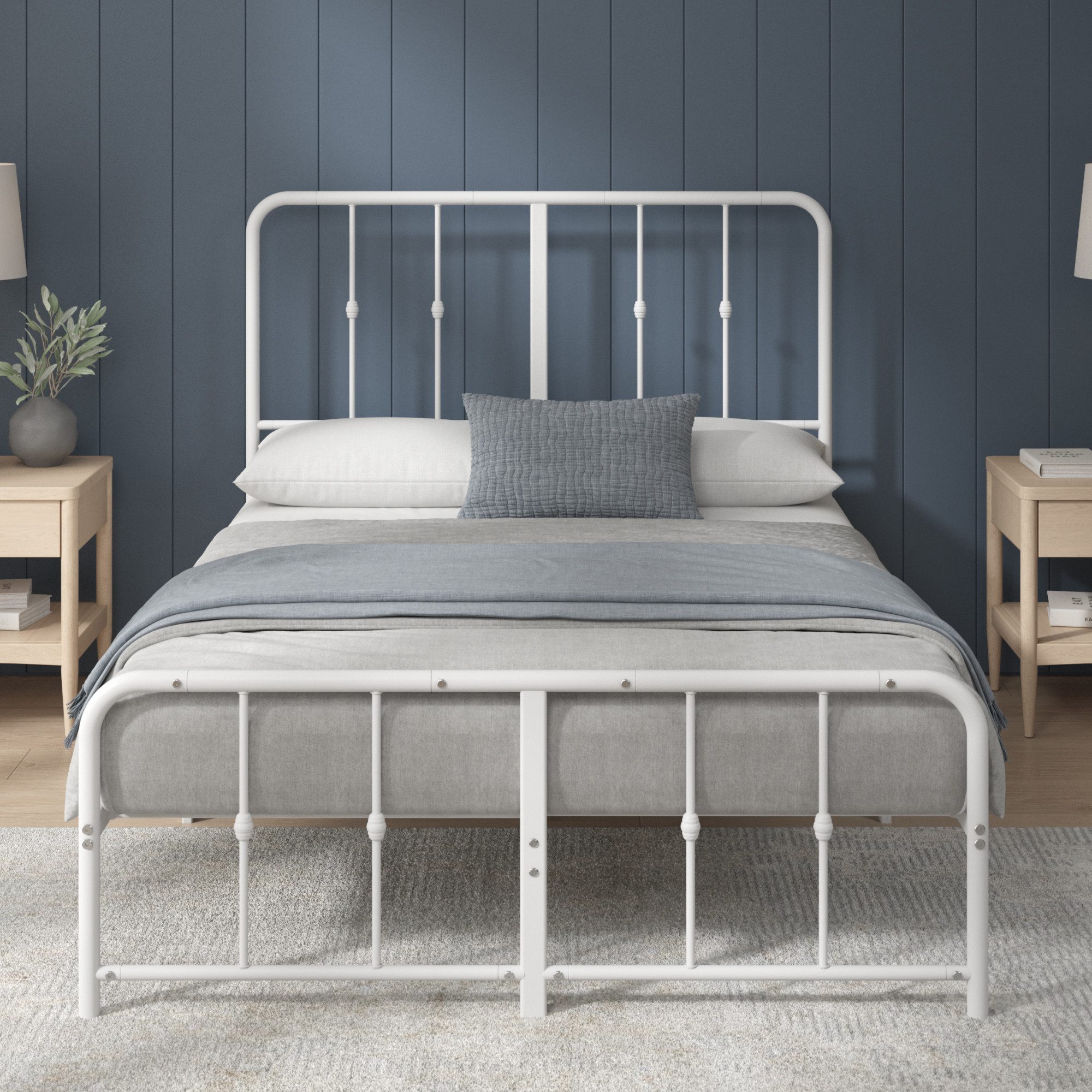 ZINUS Bettgestell Florence, Bett mit Kopf- und Fussteil, (90x200cm & 140x200cm) (Weiß, 140x200cm), Inklusive Lattenrost, Hohe Stabilität, Leichter Aufbau