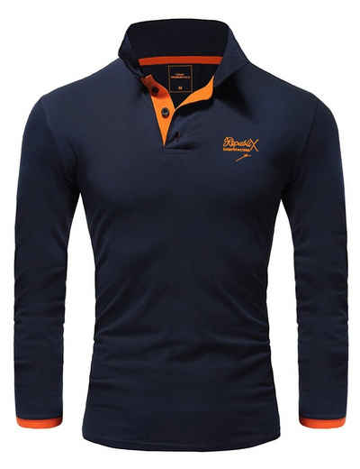 REPUBLIX Poloshirt »OWEN« Herren Basic Langarm Kontrast Polo Hemd