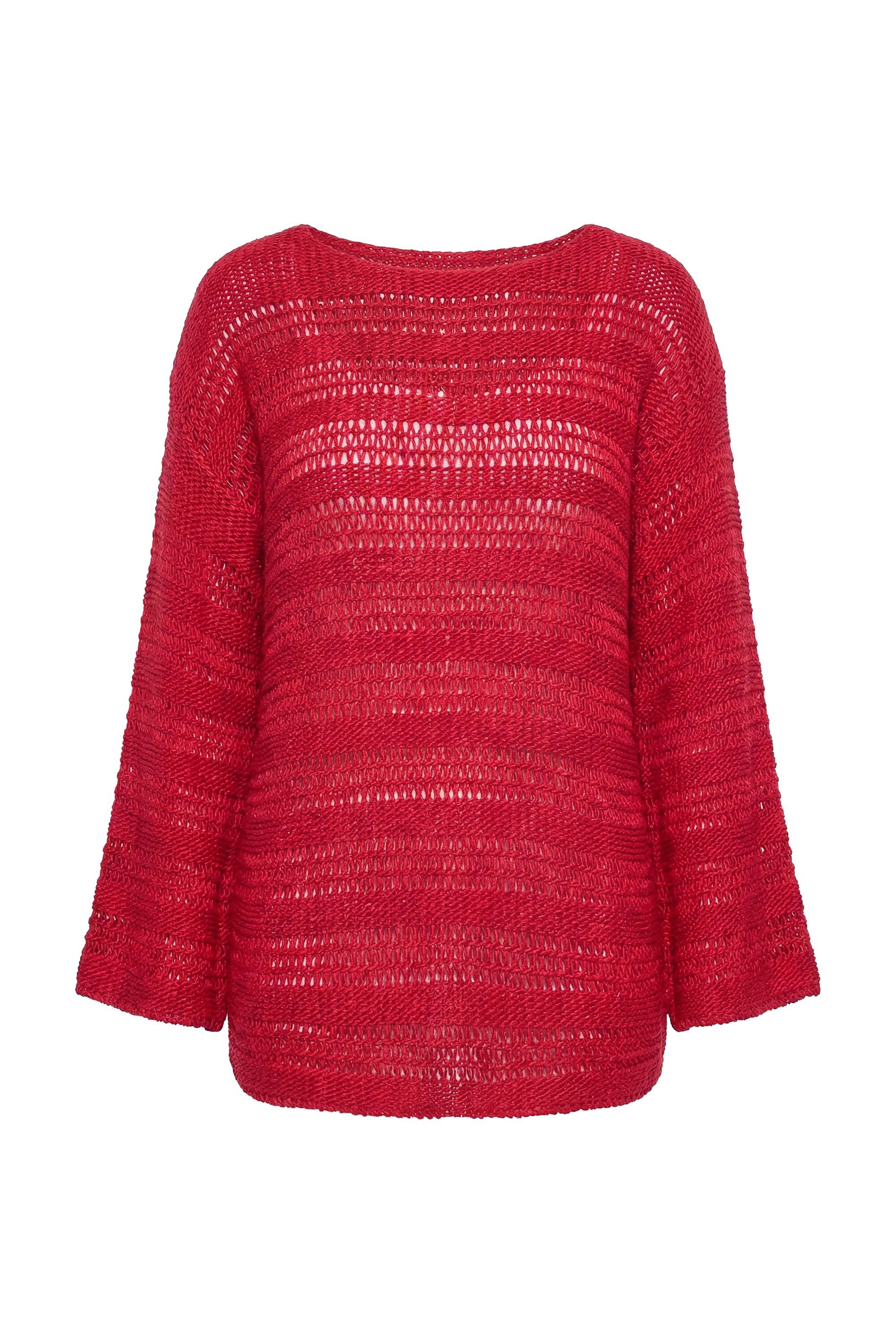 Angel of Style Strickpullover Pullover Boxy Fit Lochstrick Langarm
