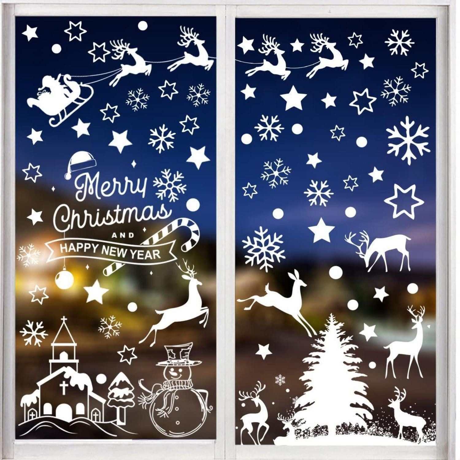LuxusKollektion Fensterbild Fensteraufkleber Weihnachten 166er Set Schneeflocken