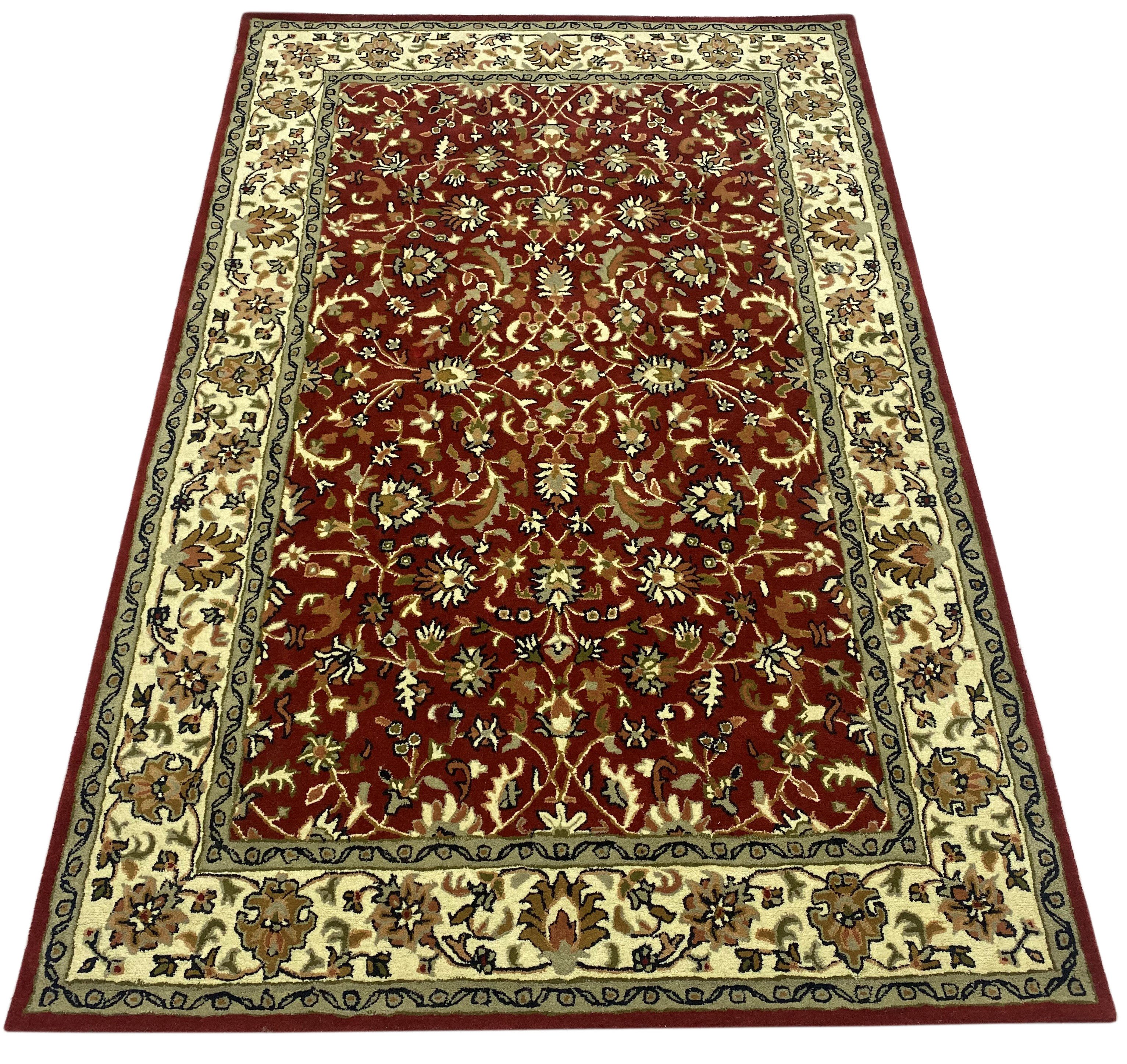 Wawa Teppich Orientteppich Rot Herati Teppich 100% Wolle Orientteppich Handgetuftet, Rechteck, Höhe: 20 mm – Bild 3 von 5