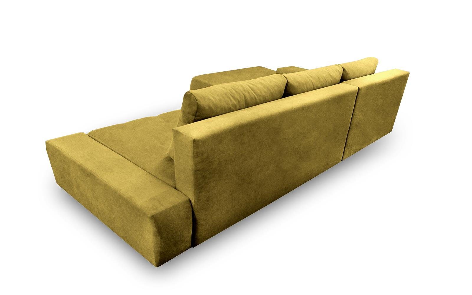 08) mit Couch Ecksofa Gelb Beautysofa Sofa Bettkasten Ecksofa (aston DRACO Wohnzimmer Schlaffunktion,