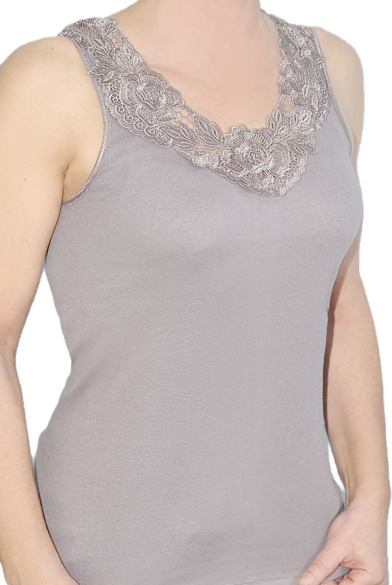 Toker Collection® Achselhemd Damen Unterhemd mit extra breiter Spitze (1 Stück, einzeln gepackt) Spitze in vielen Varianten – Bild 2 von 2