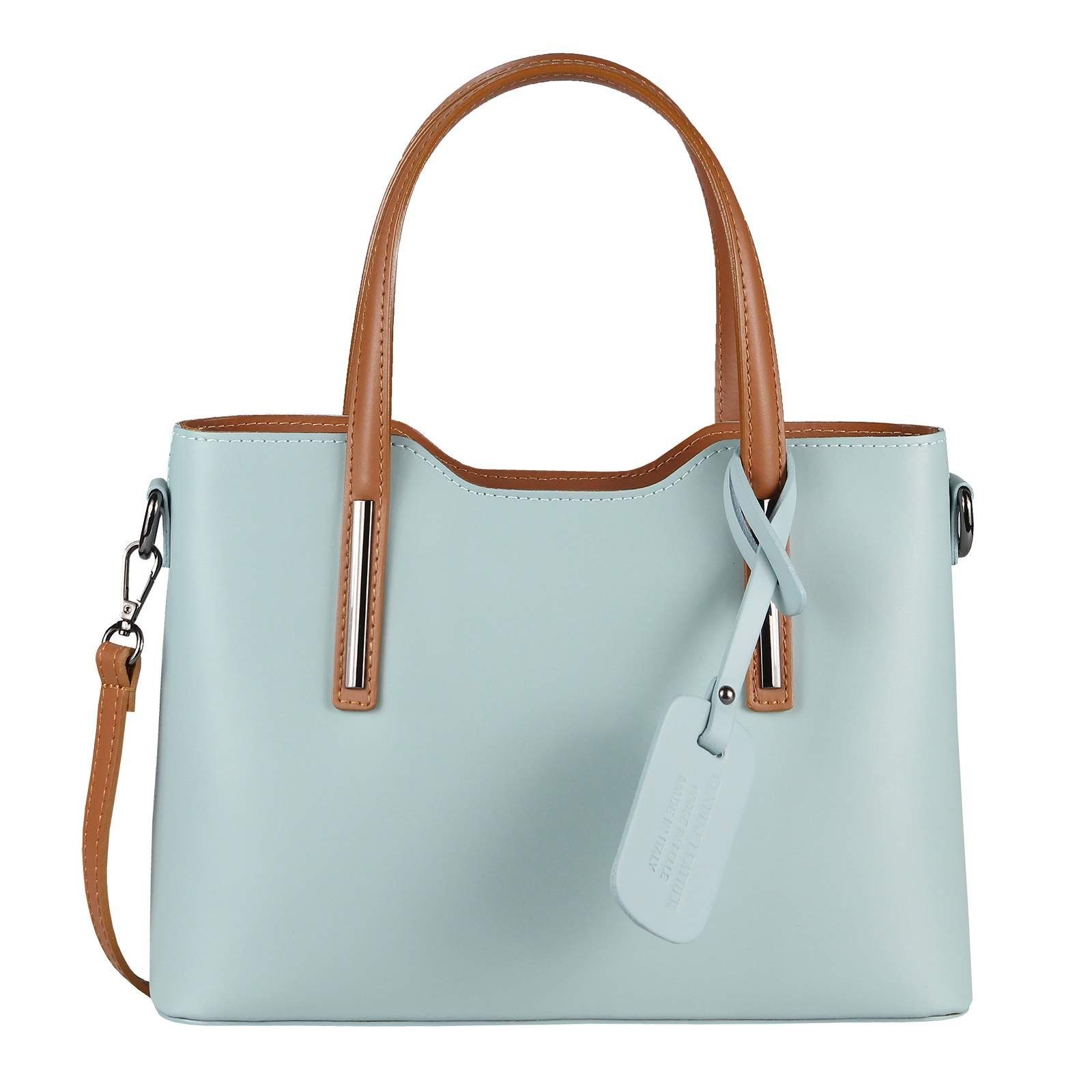 ITALYSHOP24 Schultertasche Made in Italy Damen Leder Handtasche, als CrossOver, Umhängetasche, Shopper tragbar