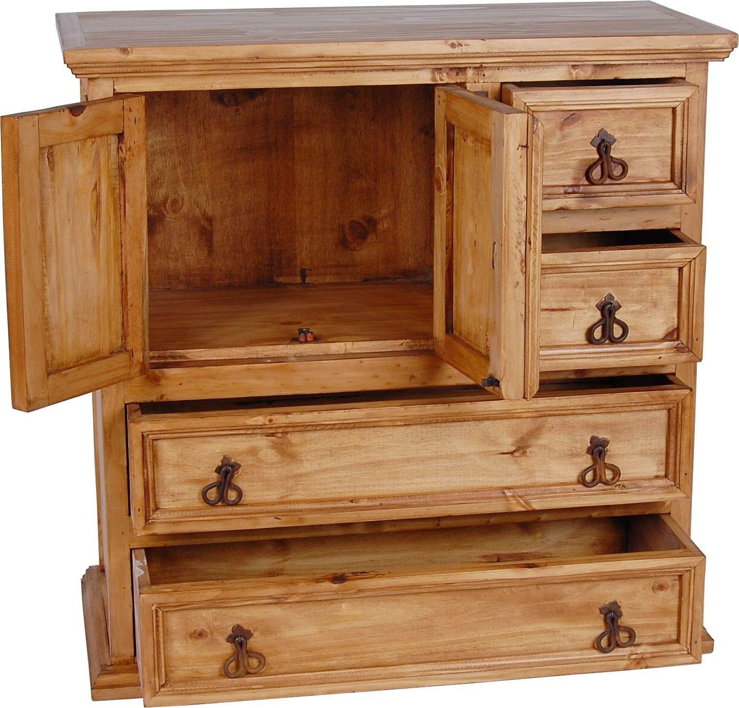 MiaMöbel Highboard Mexico, aus massivem Pinienholz Honig