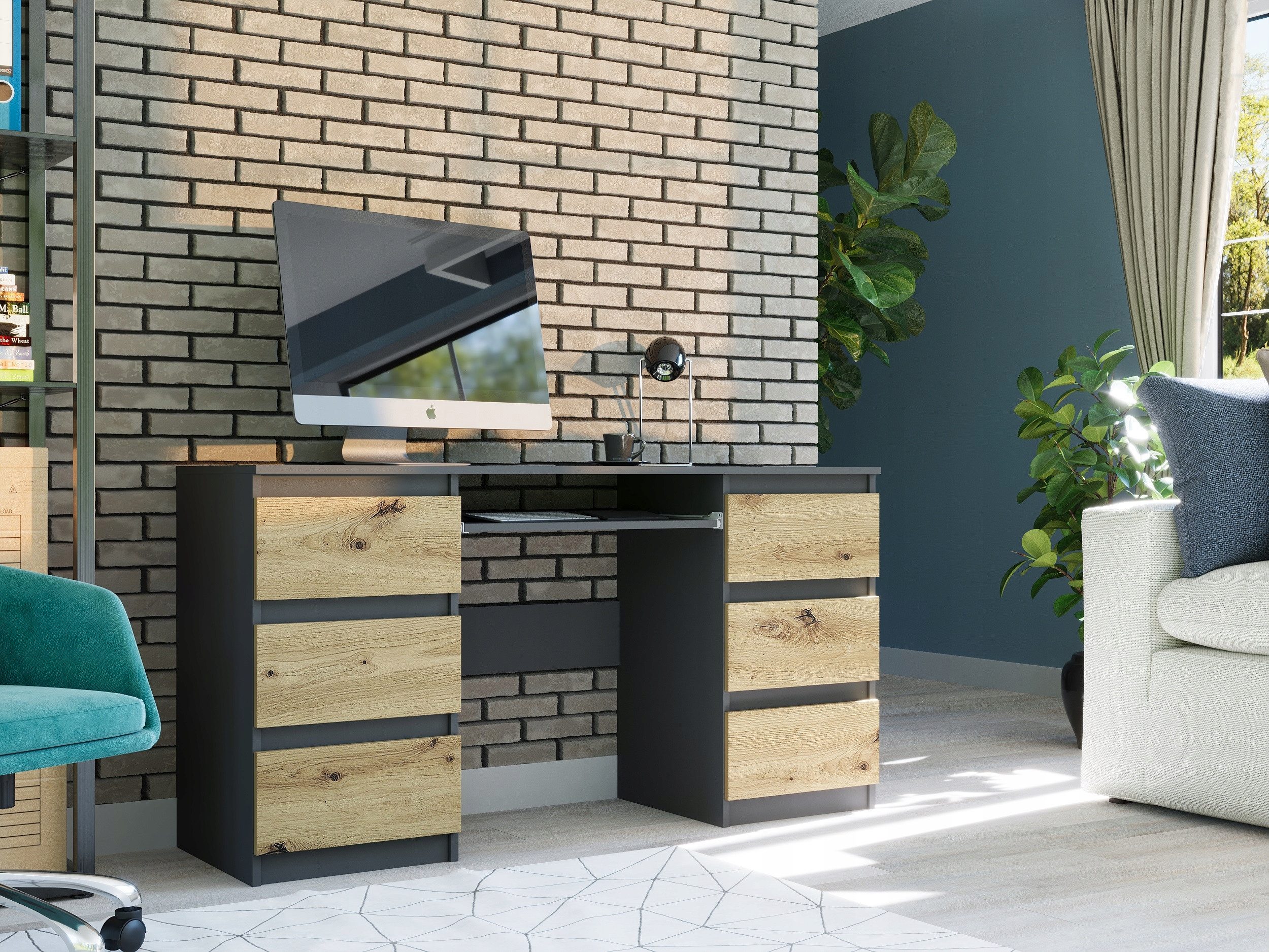 Home Collective Schreibtisch mit 6 Schubladen günstig online kaufen