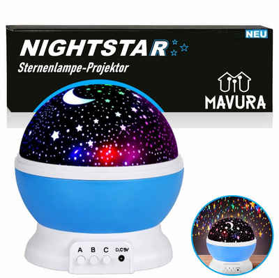 MAVURA LED-Sternenhimmel NIGHTSTAR Sternenhimmel Projektor Kinder Nachtlicht Baby, Sternenlicht 360° Rotation LED 8 Farbig Galaxy Lampe