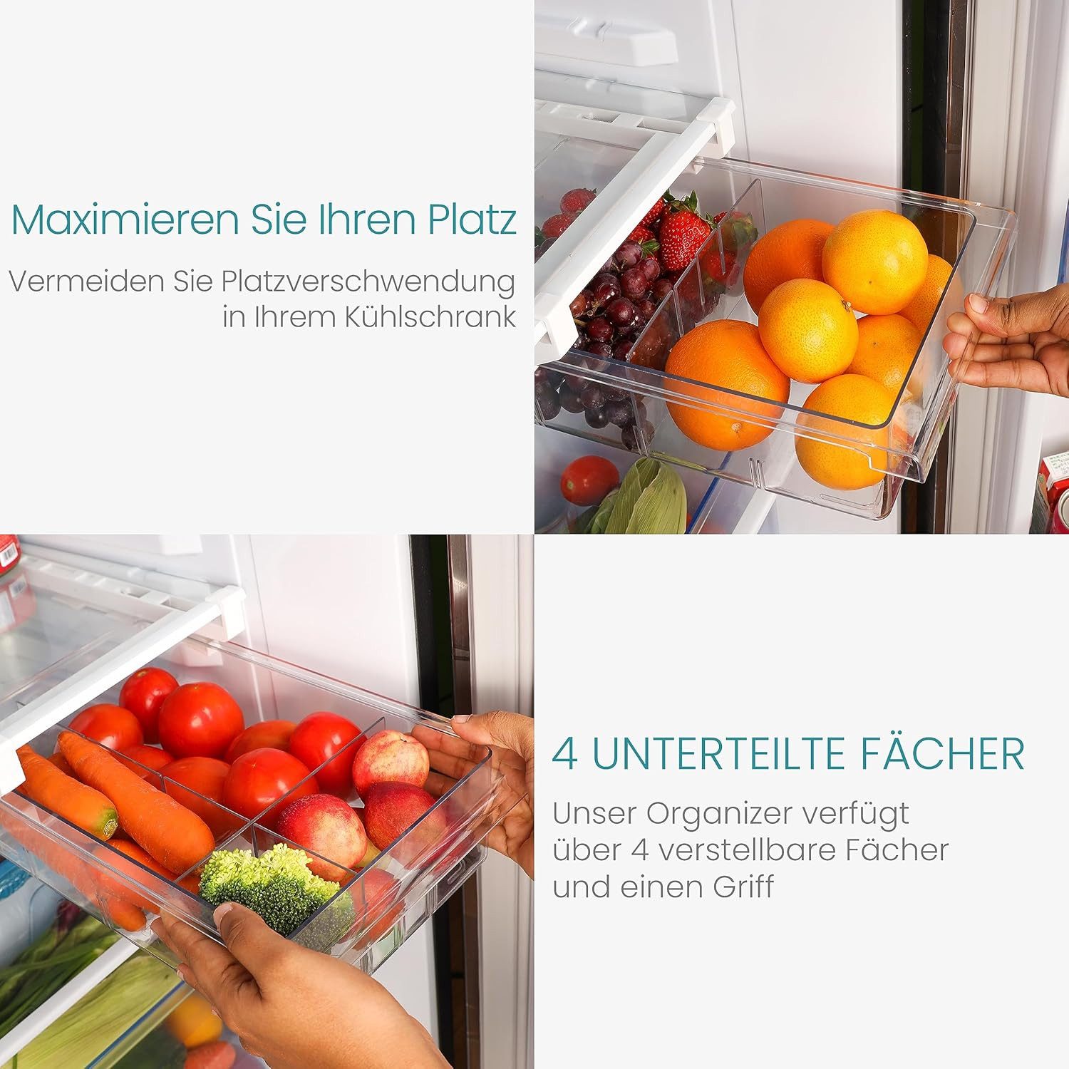 Kurtzy Aufbewahrungsbox Kurtzy ausziehbarer Kühlschrank-Organizer, BPA-frei, transparent